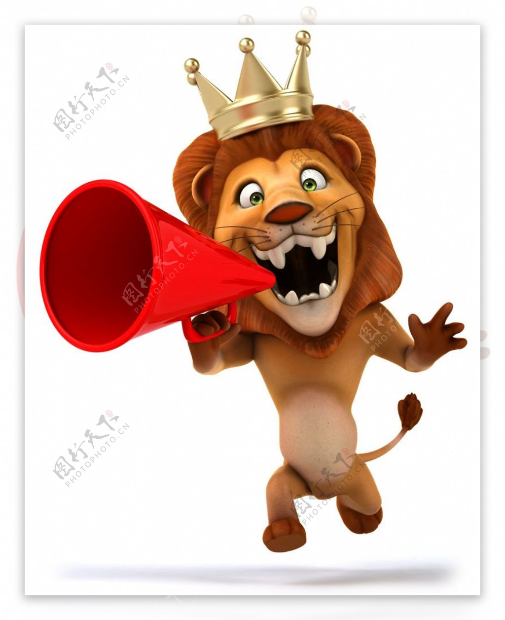 戴皇冠喊喇叭的卡通狮子图片