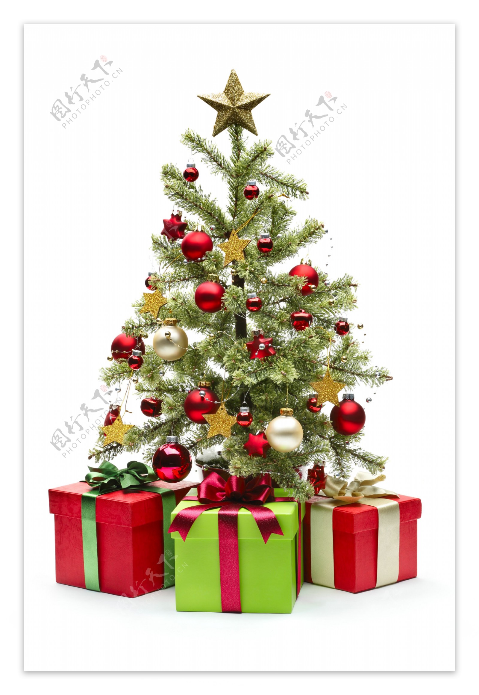 圣诞树与礼品摄影图片