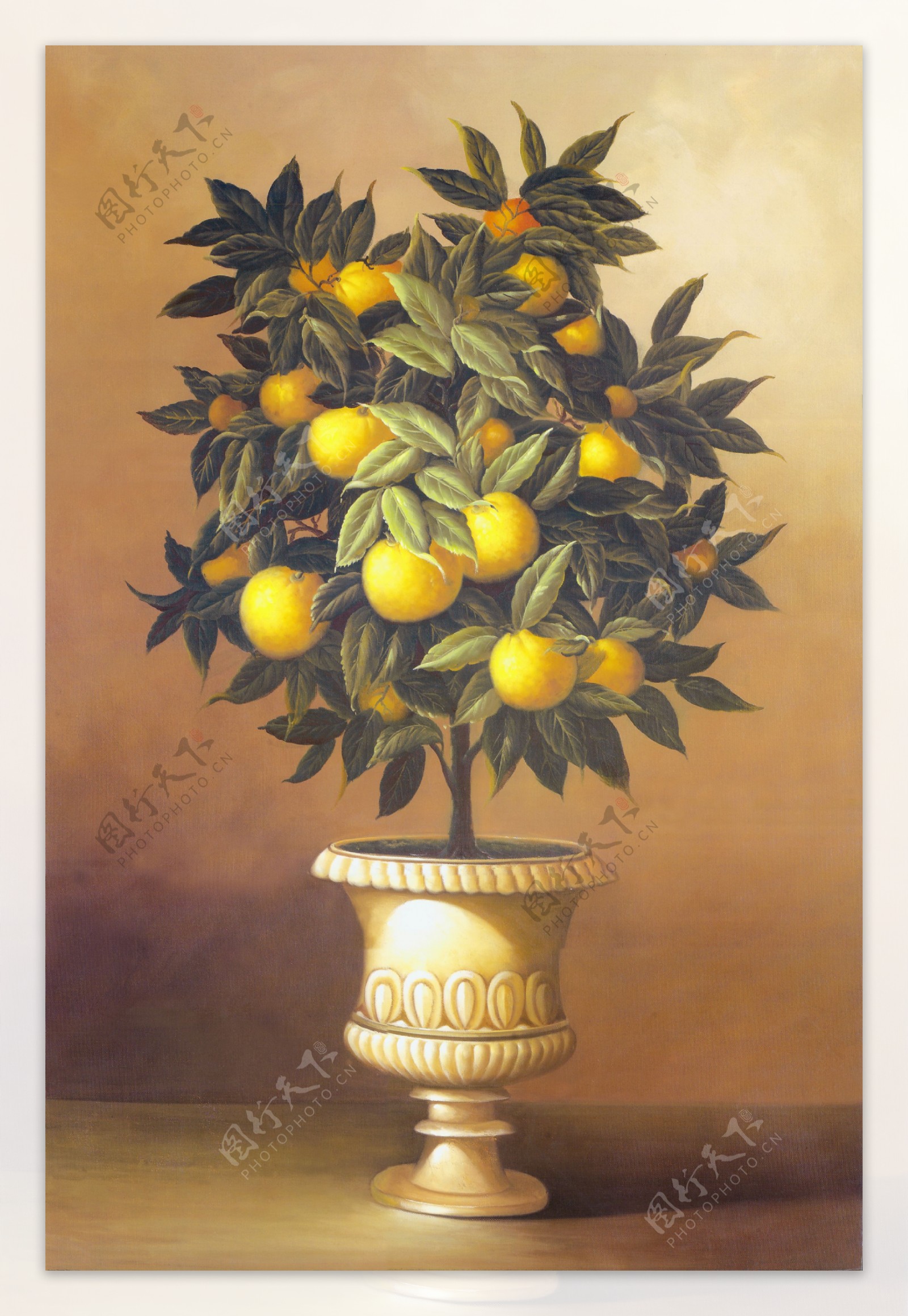 漂亮的柠檬树油画