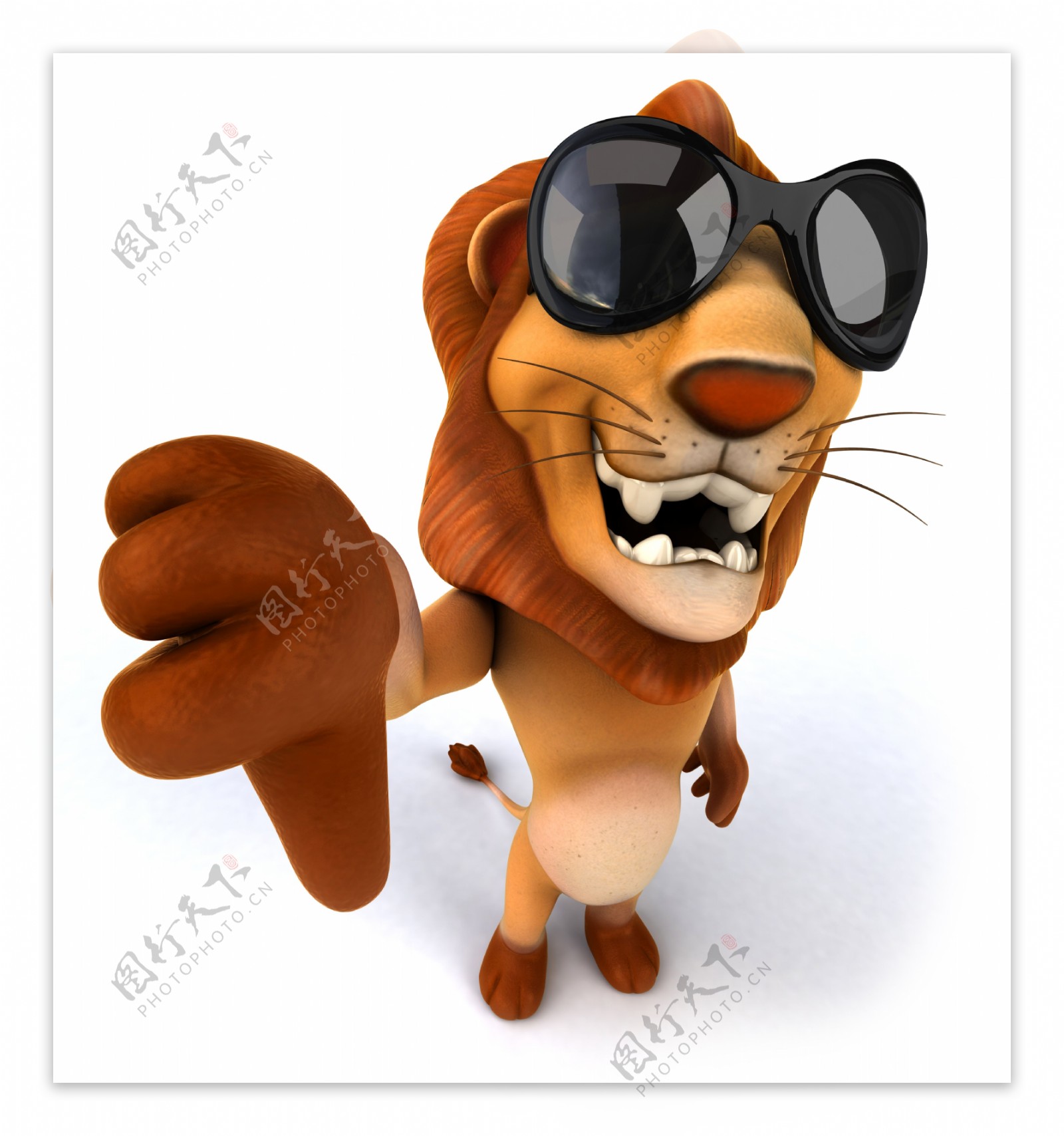 戴墨镜的3D卡通狮子