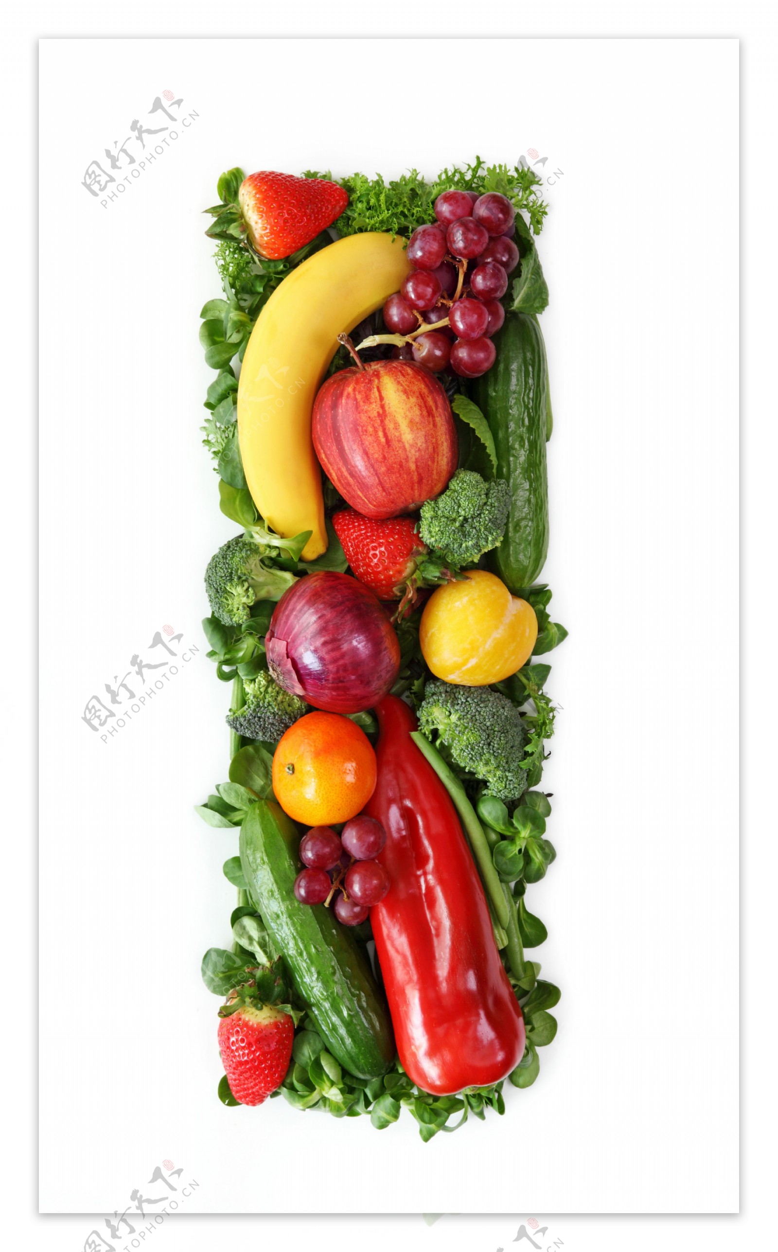 蔬菜水果组成的字母I图片