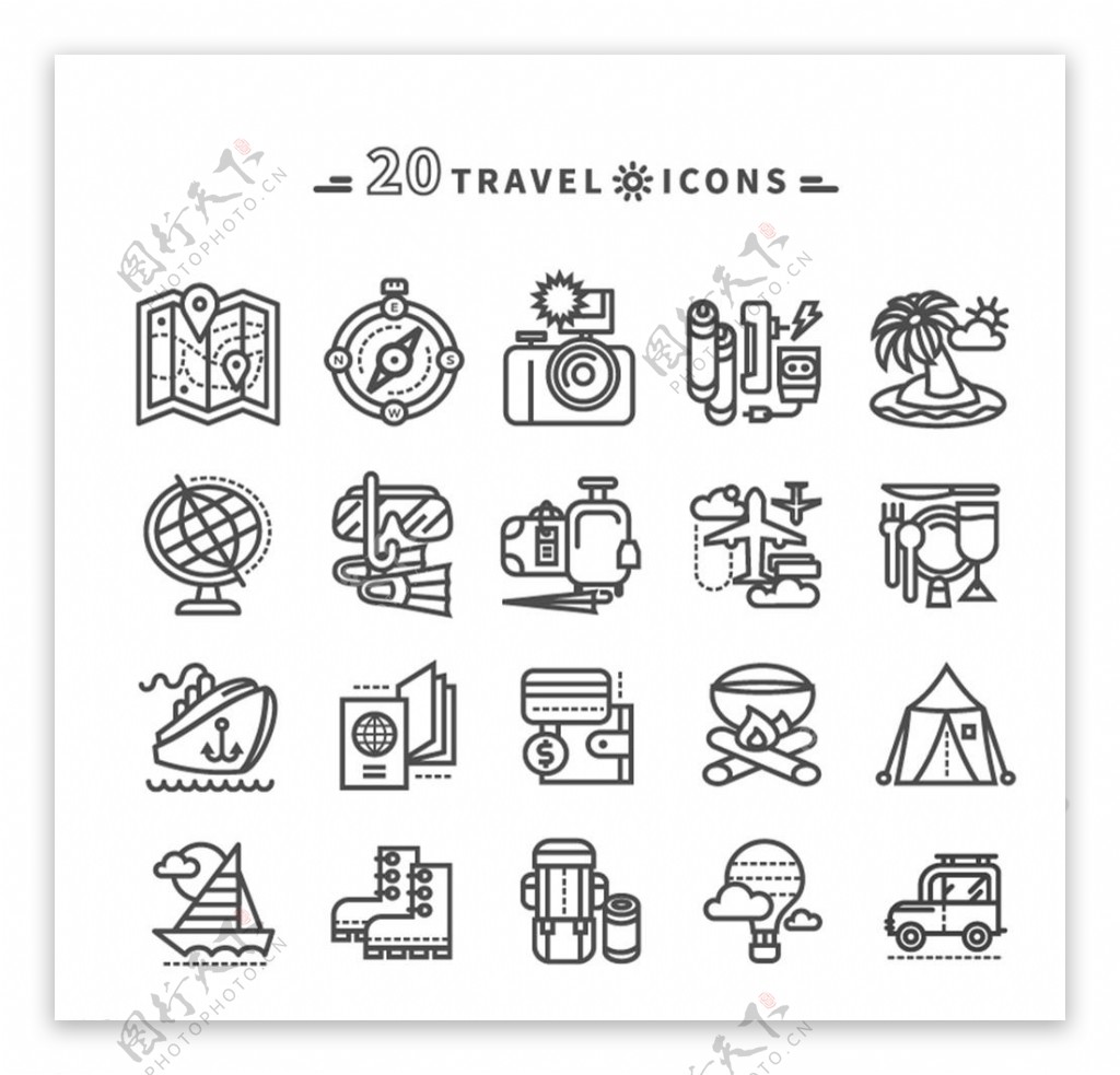 旅行图标矢量素材图片