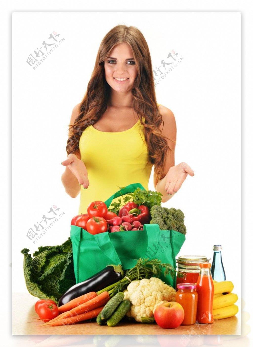 新鲜的蔬菜与女人图片