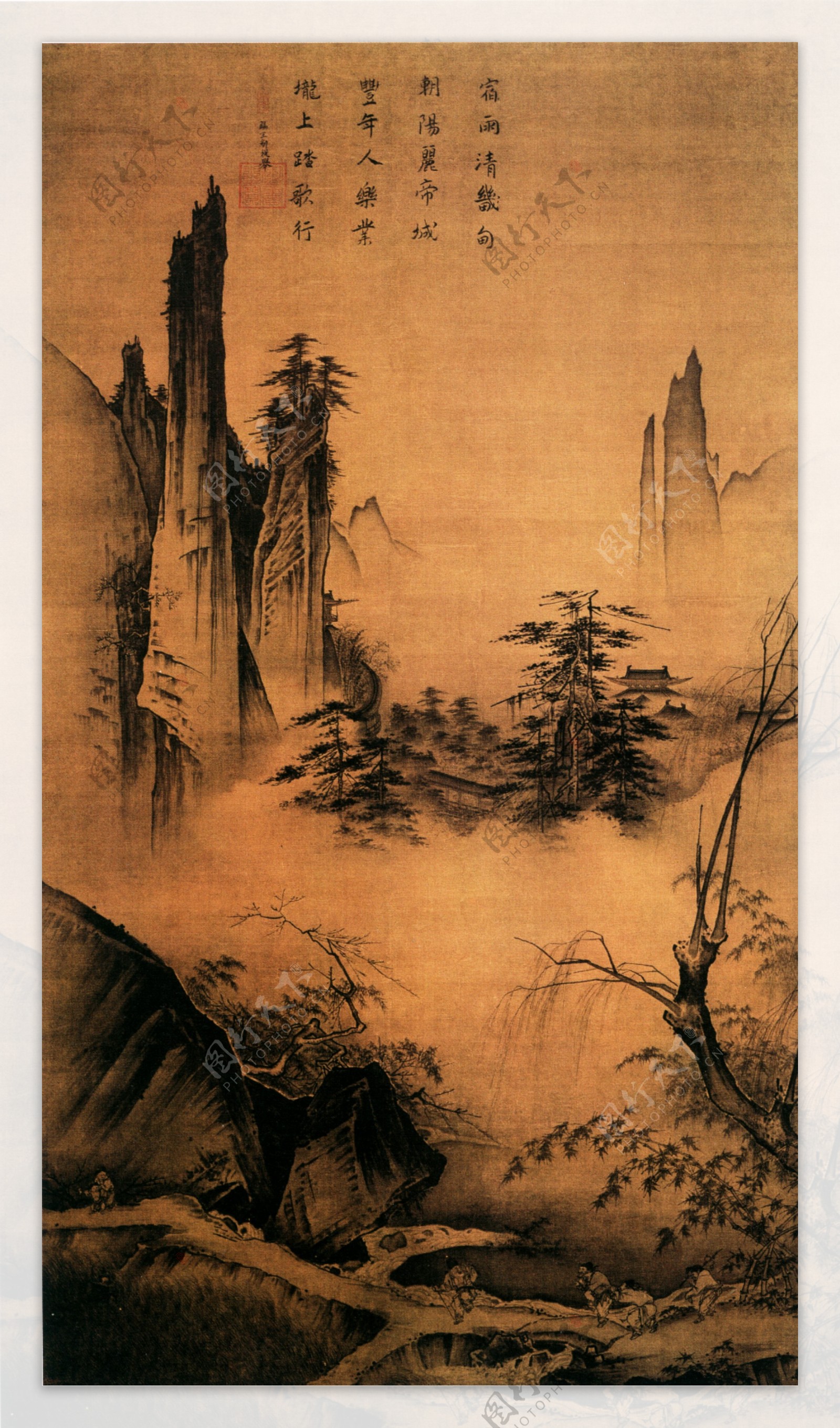 踏歌图山水画中国古画0174