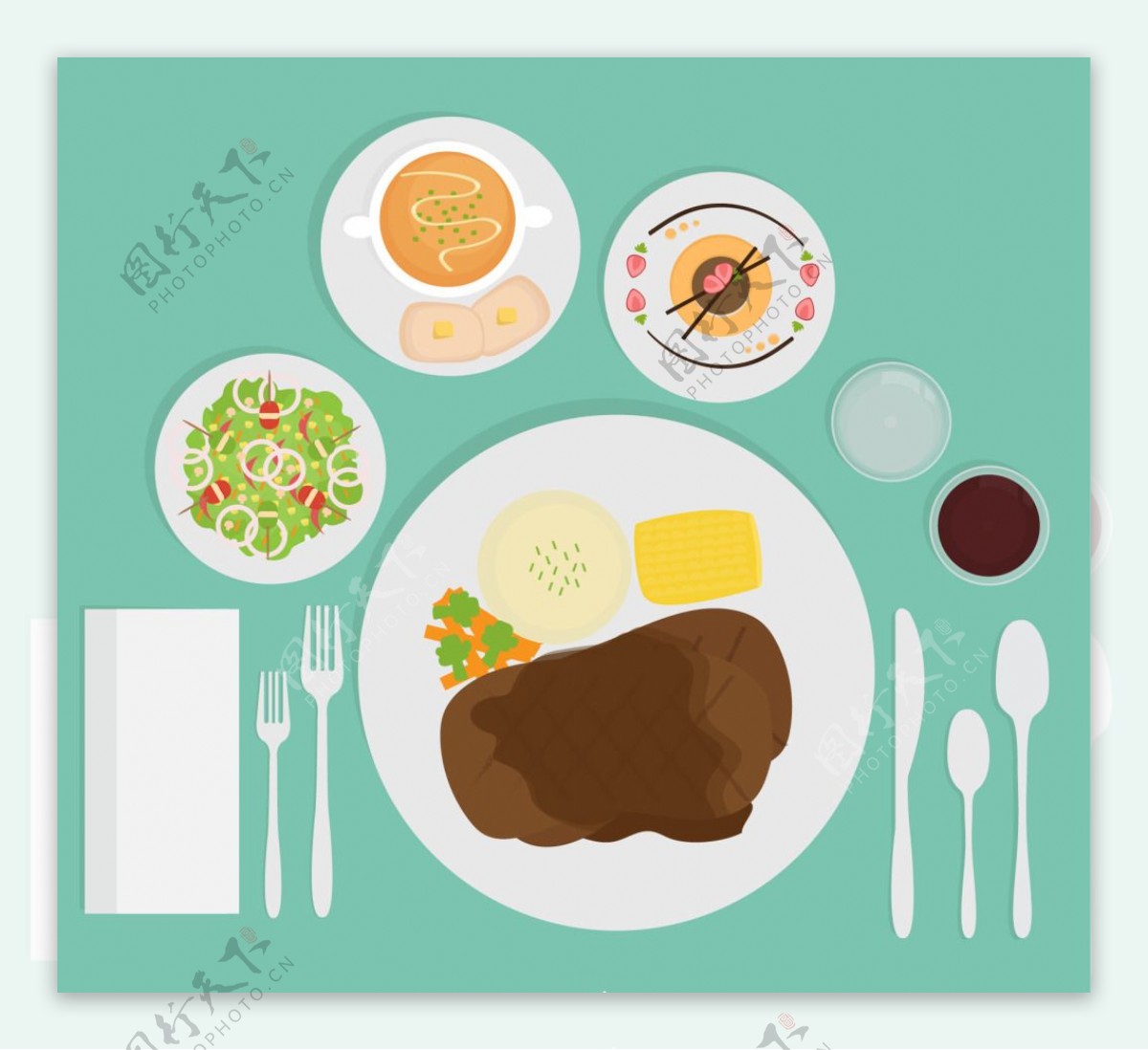 肉盘和餐具食物素材