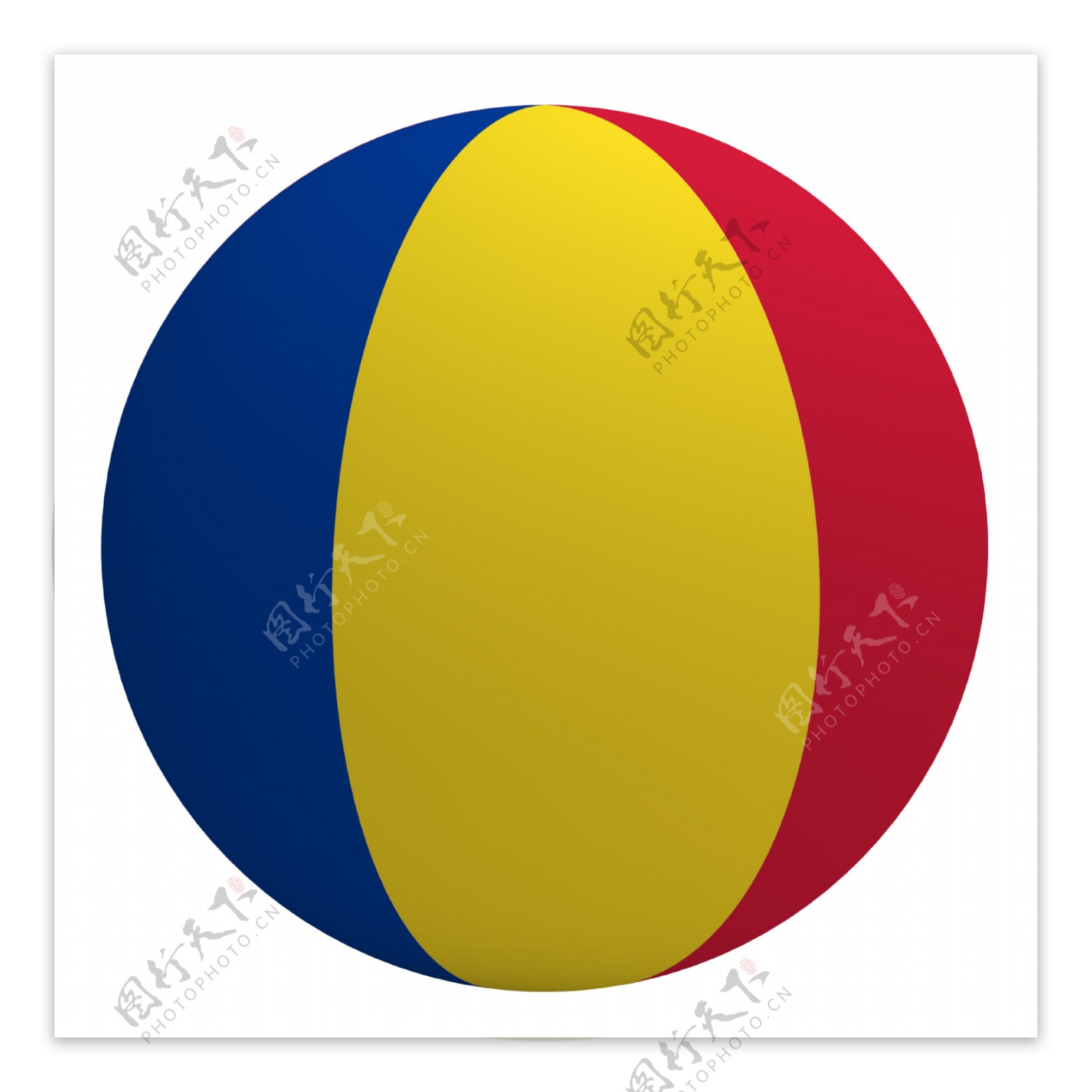 罗马尼亚国旗上的球孤立在白色