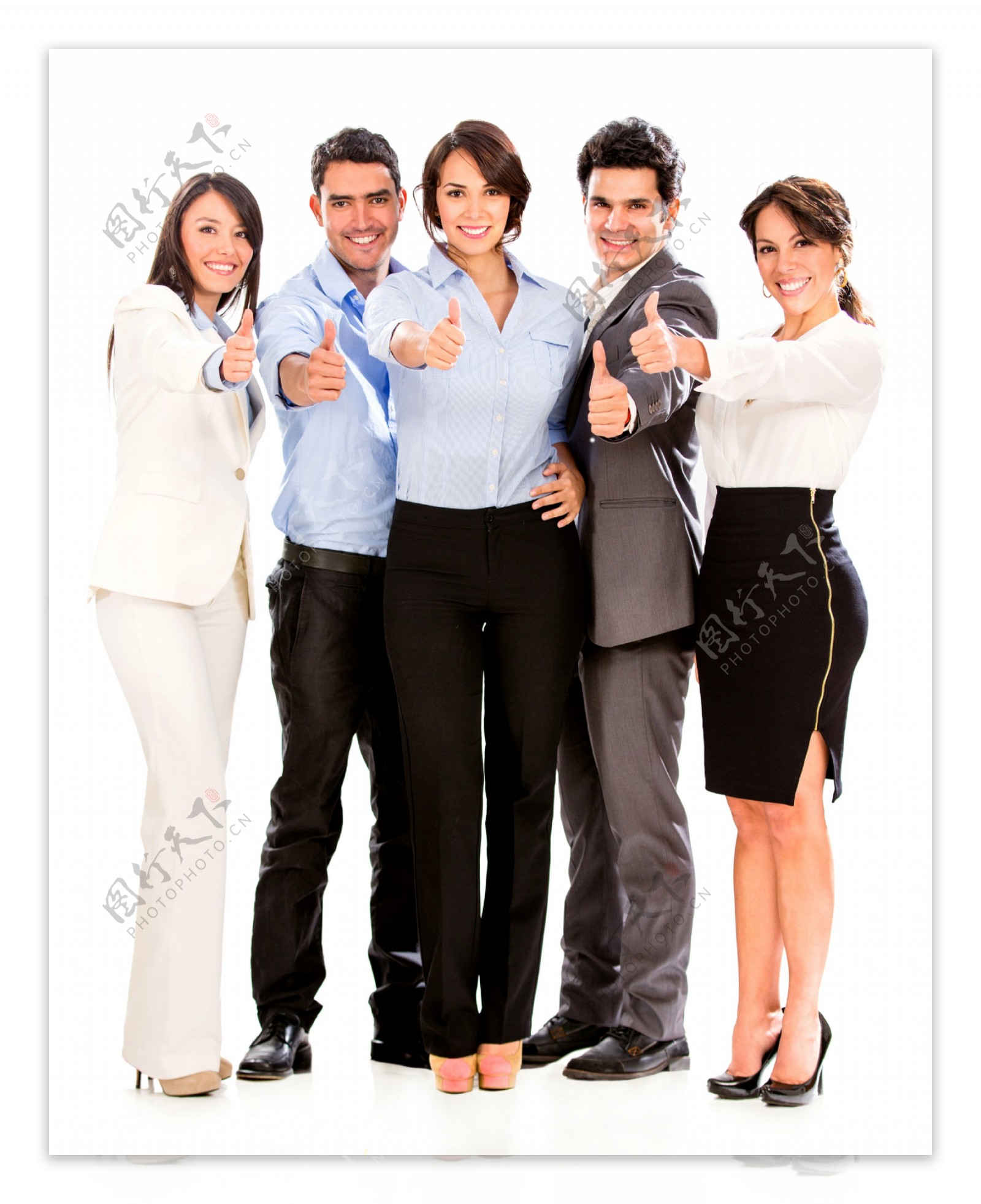 竖大拇指的商务人士团队图片
