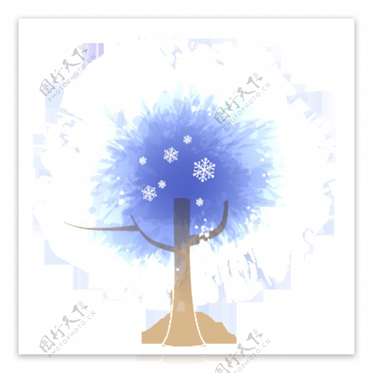 雪花蓝色创意树木素材
