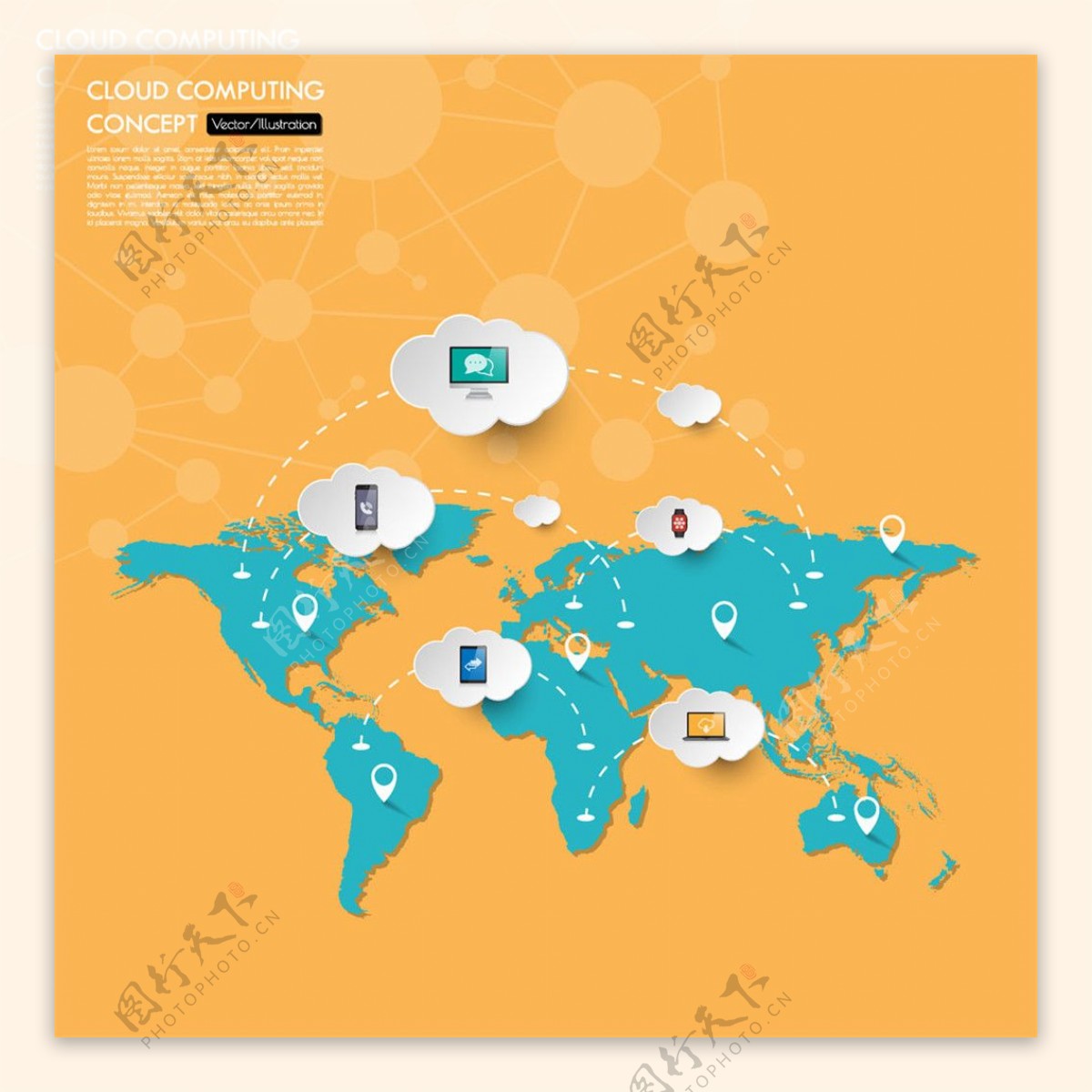 世界地图和网络信息图表图片