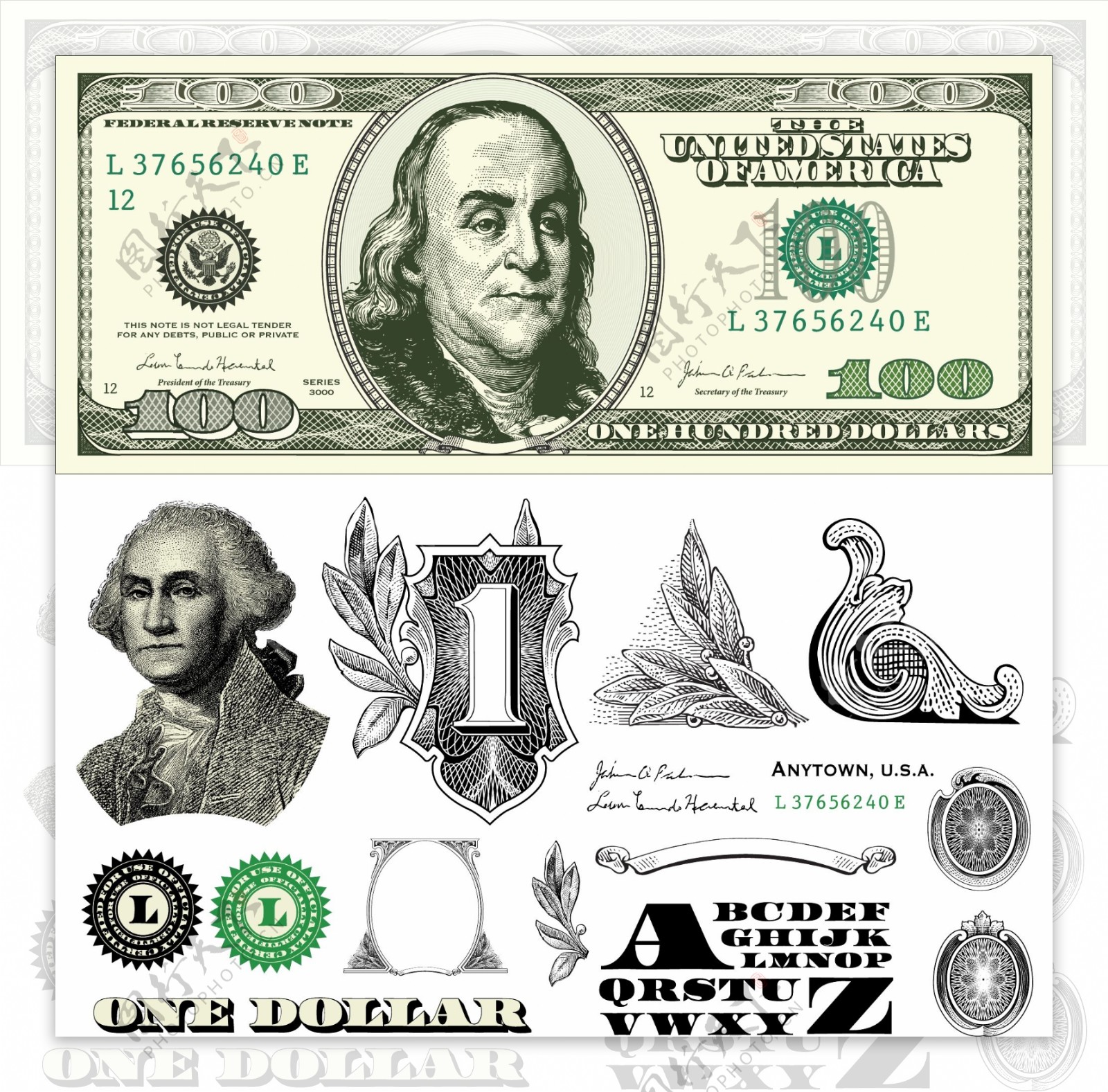 美元钞票矢量素材