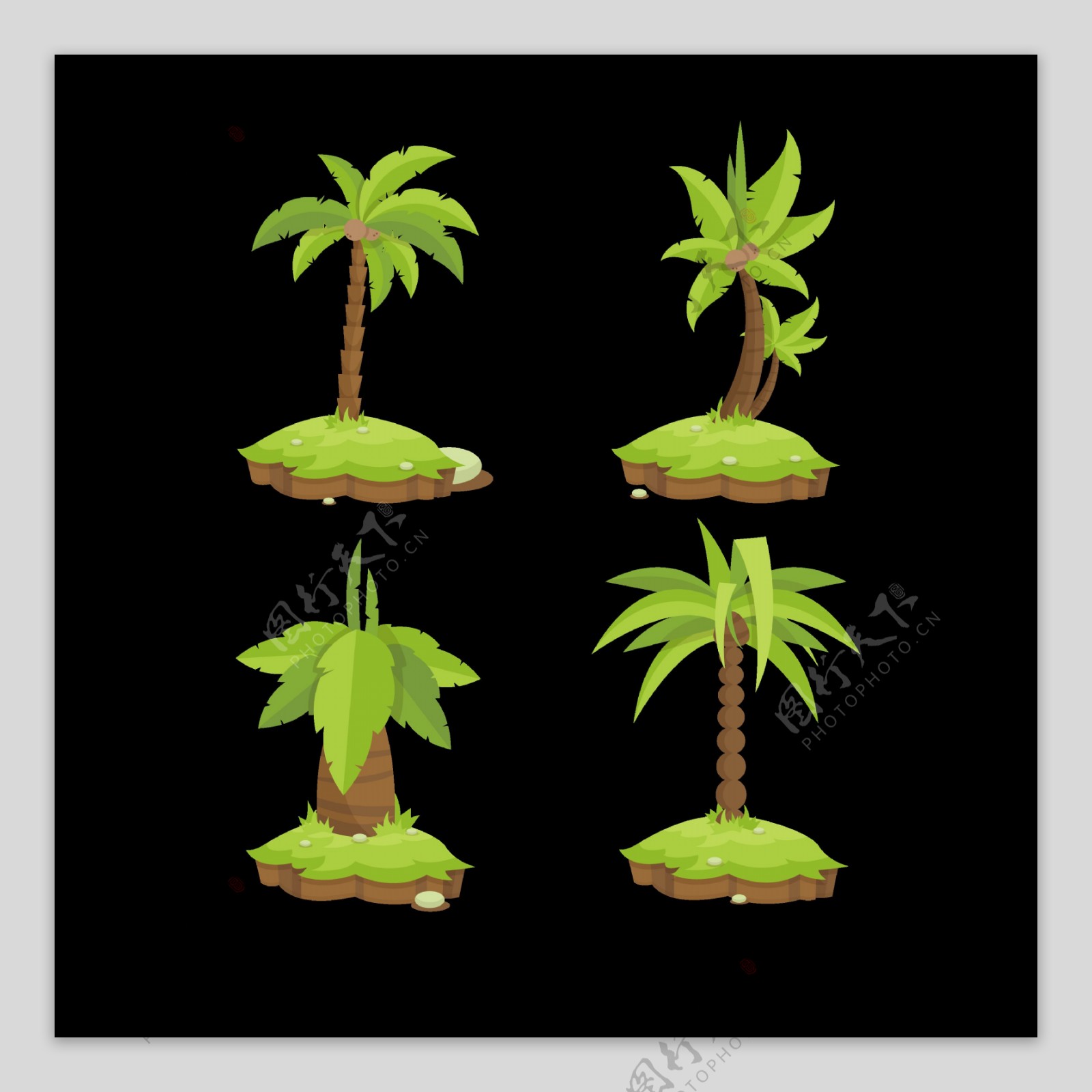 卡通棕榈树椰子树免抠png透明图层素材