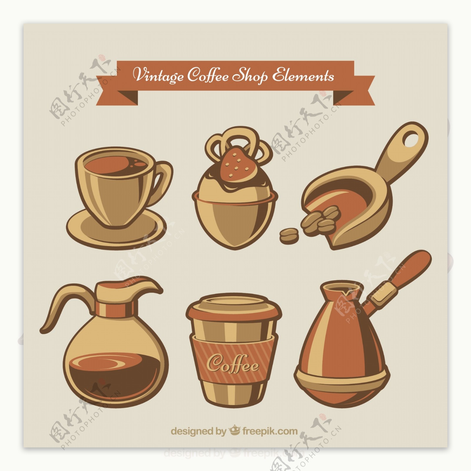 咖啡壶小图标素材