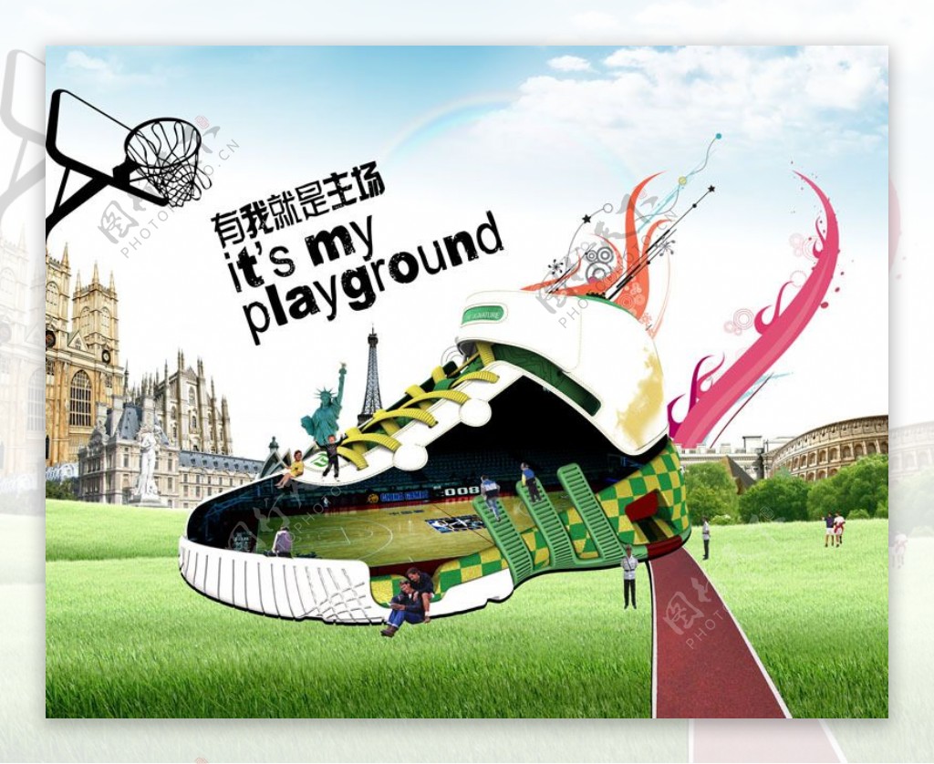 创意运动鞋广告海报PSD素材