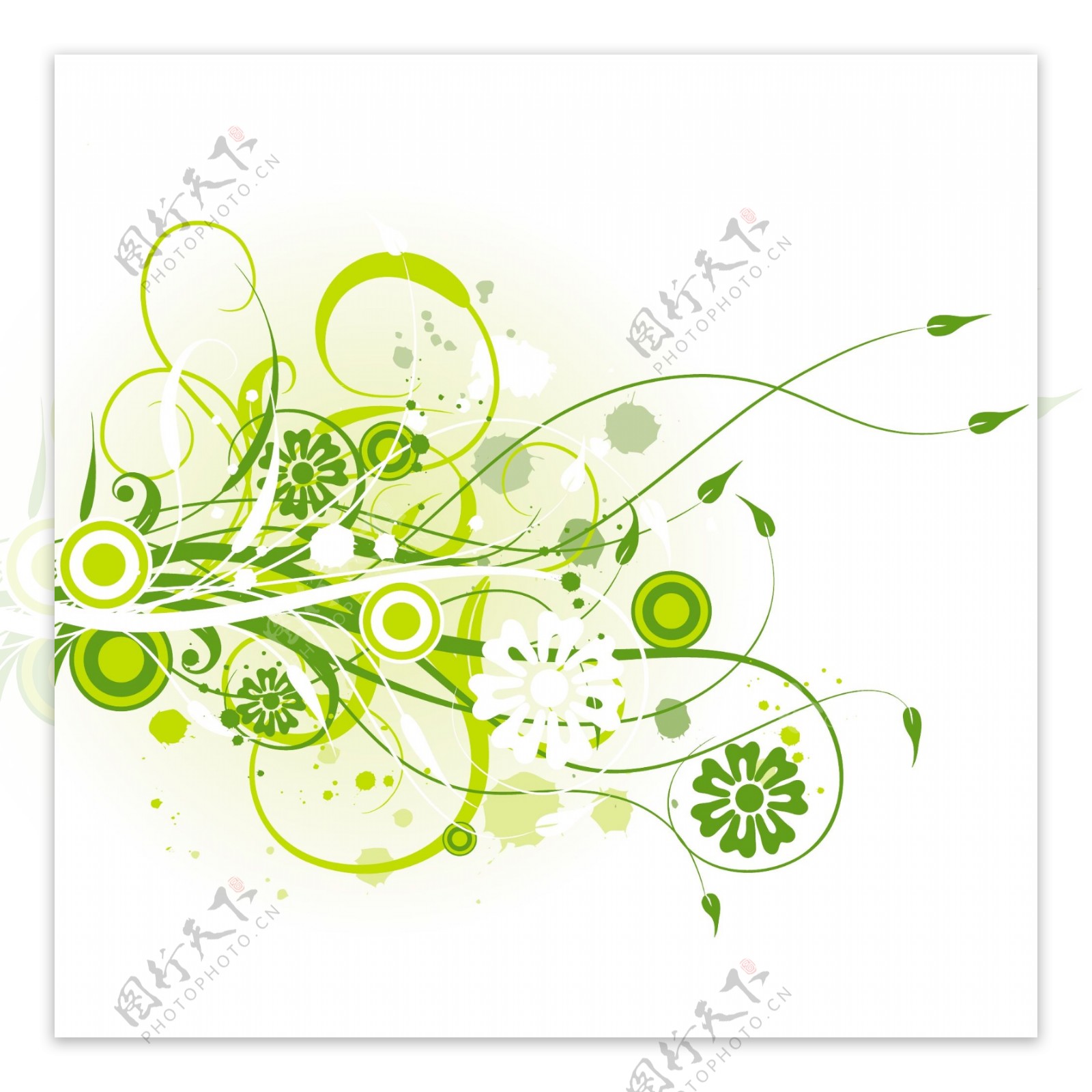 矢量绿色丝带花卉背景设计