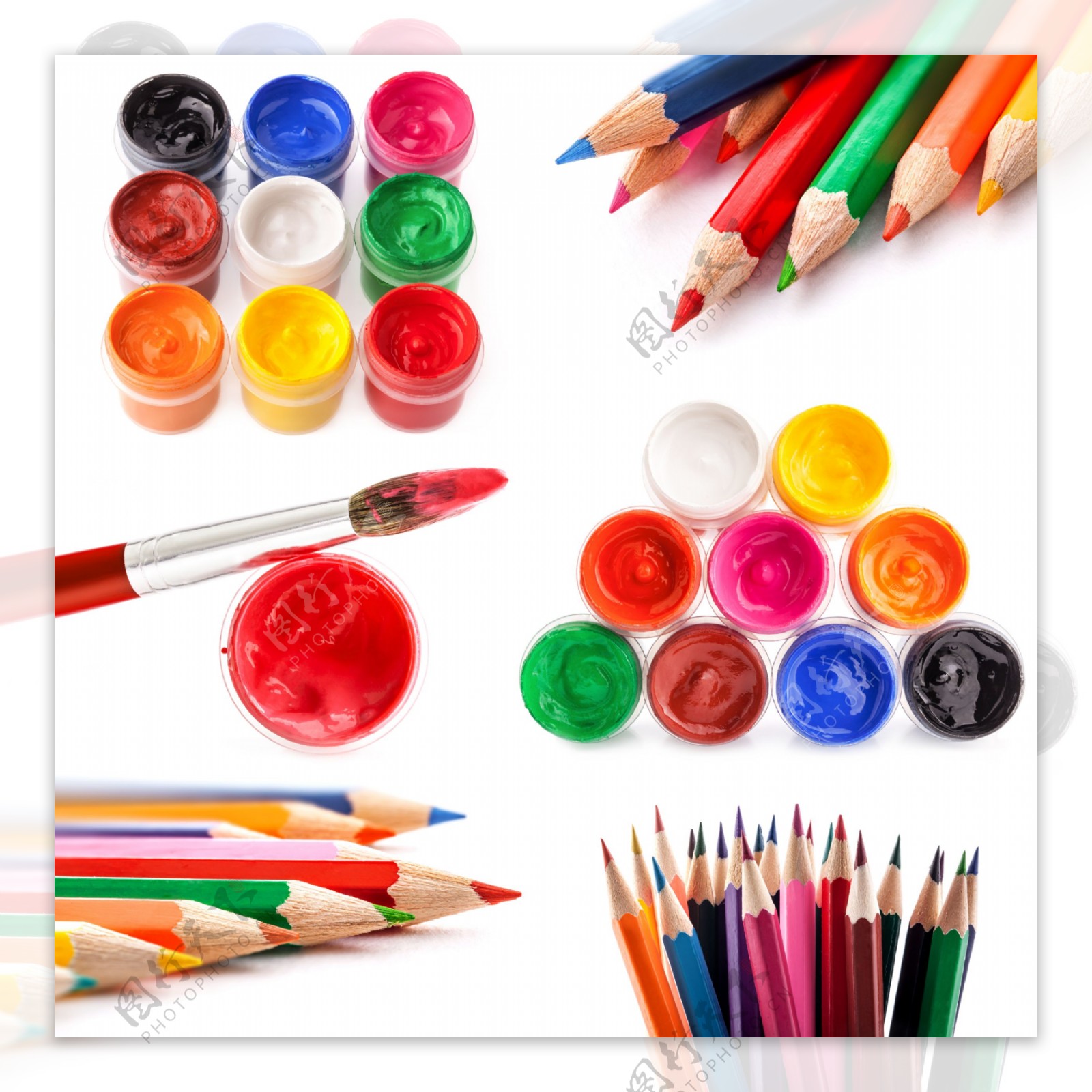 彩铅画笔和颜料图片