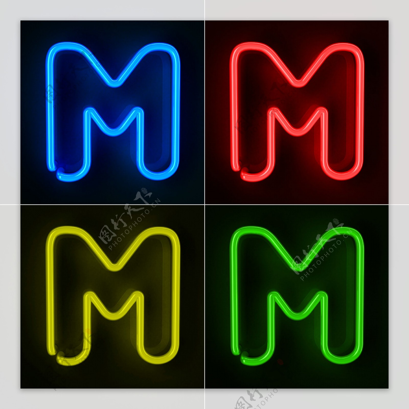 霓虹灯字母M图片