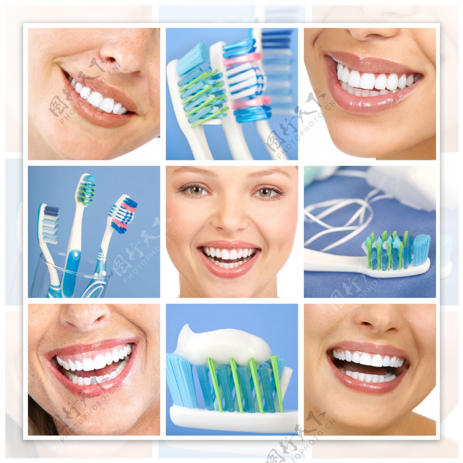 牙刷牙膏与微笑洁白牙齿图片
