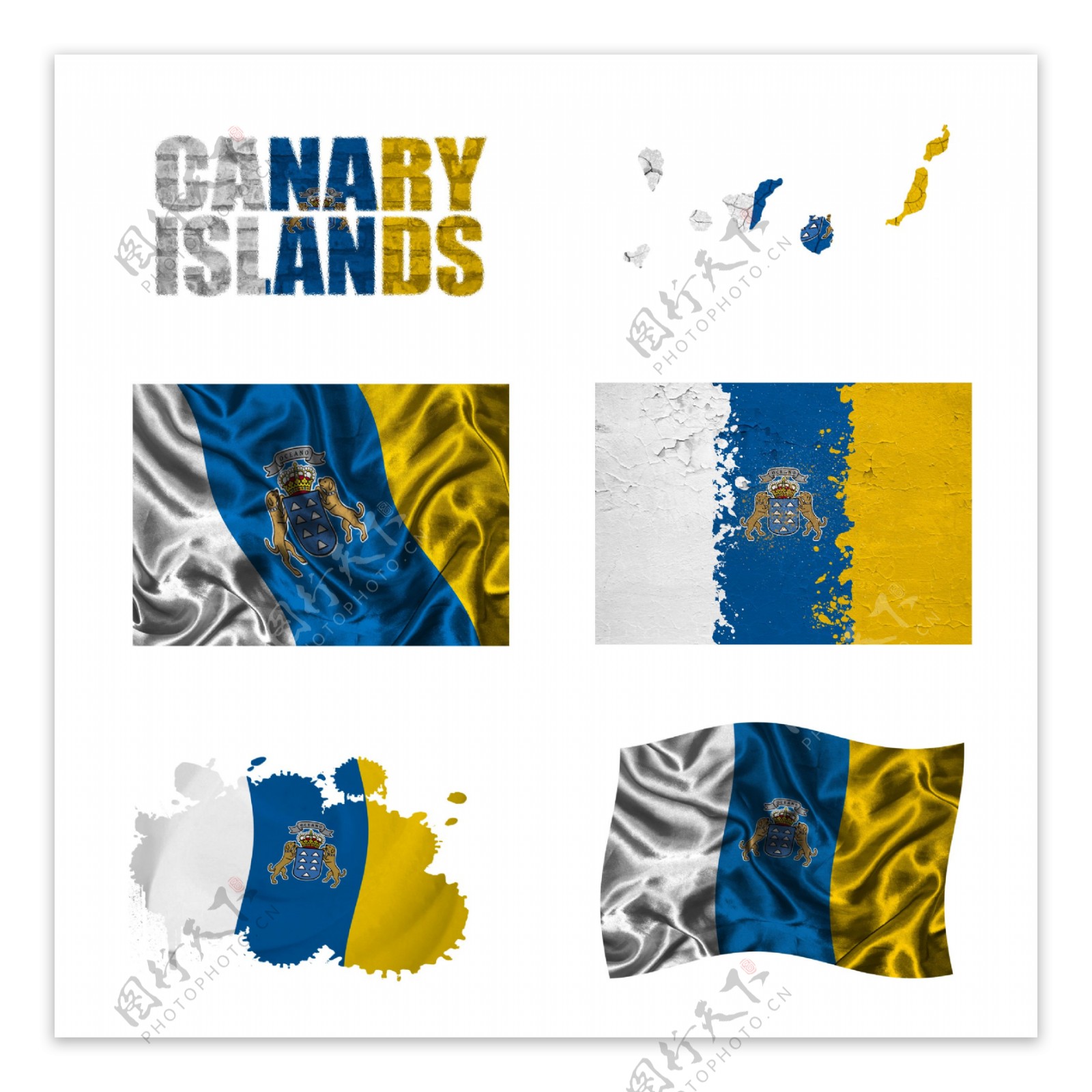 加那利群岛国旗地图图片