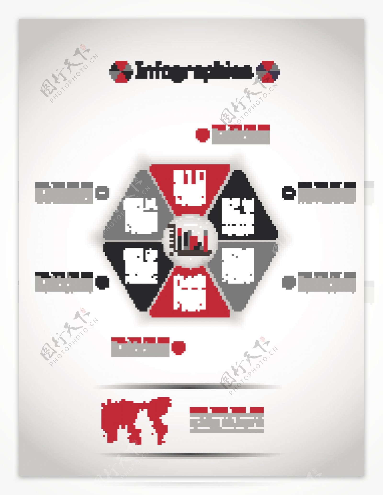 简单六方信息图形矢量素材