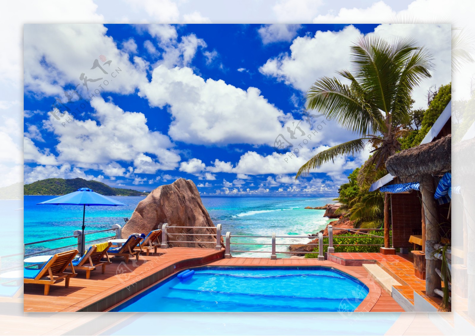 热带游泳池风景图片