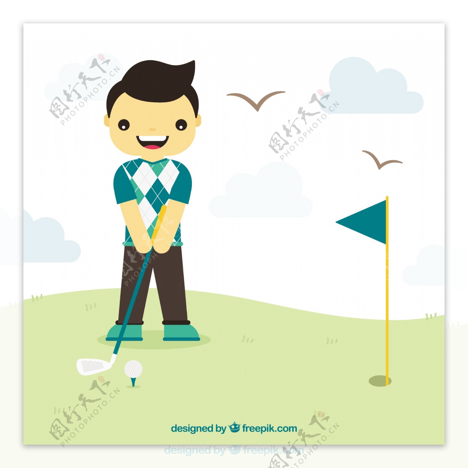 快乐的高尔夫球手