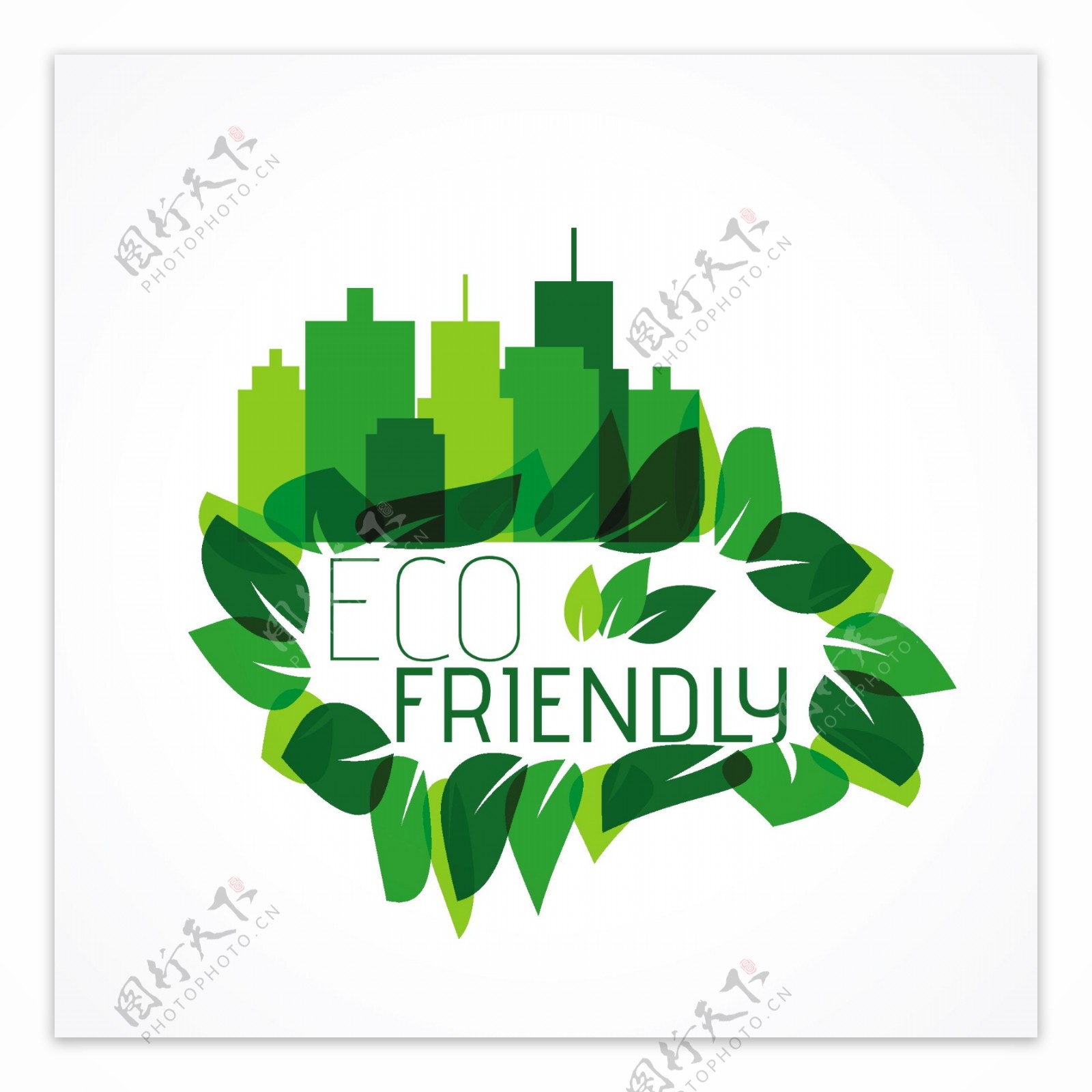 与城市景观生态的徽章和叶子