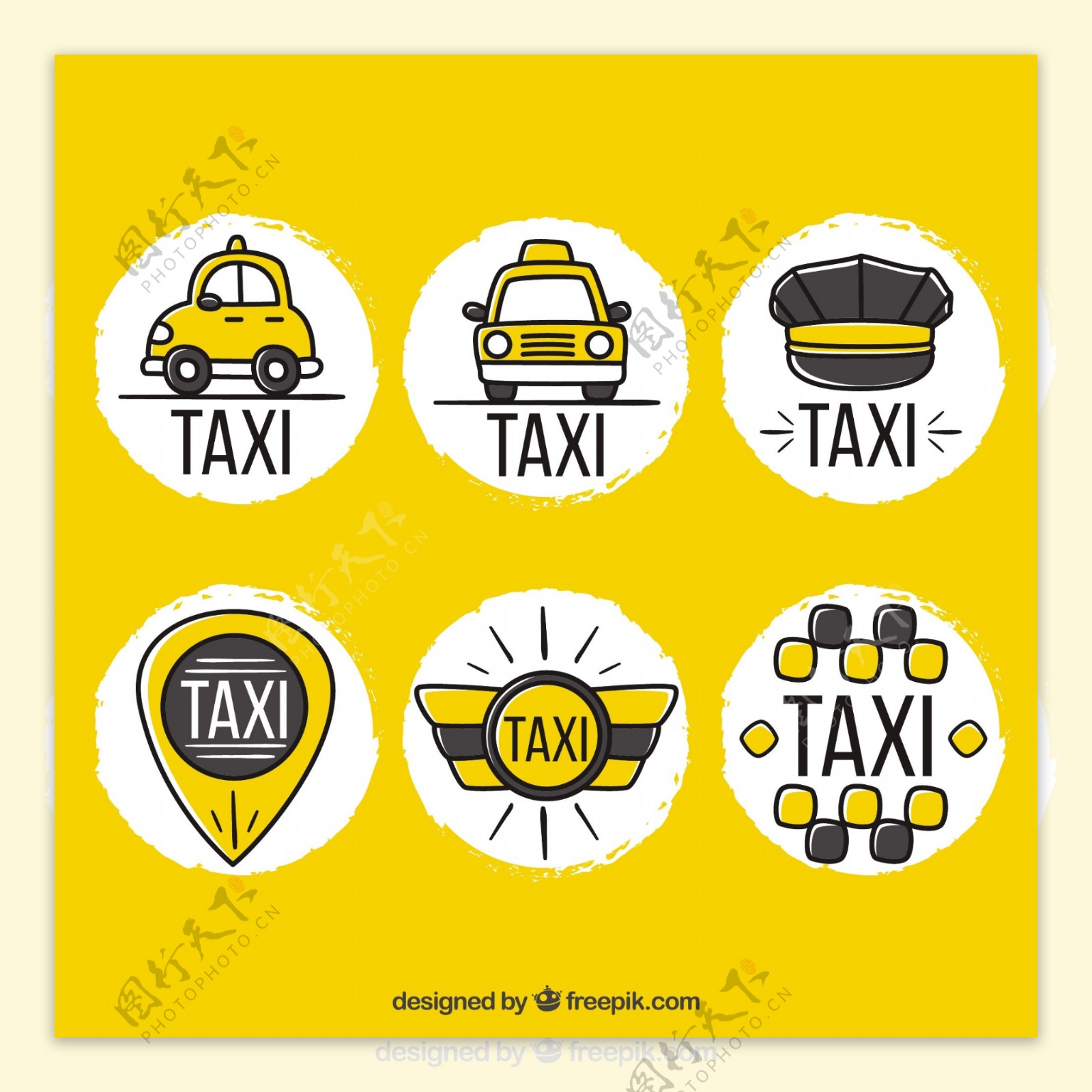 有趣的手工绘制的标志出租车公司