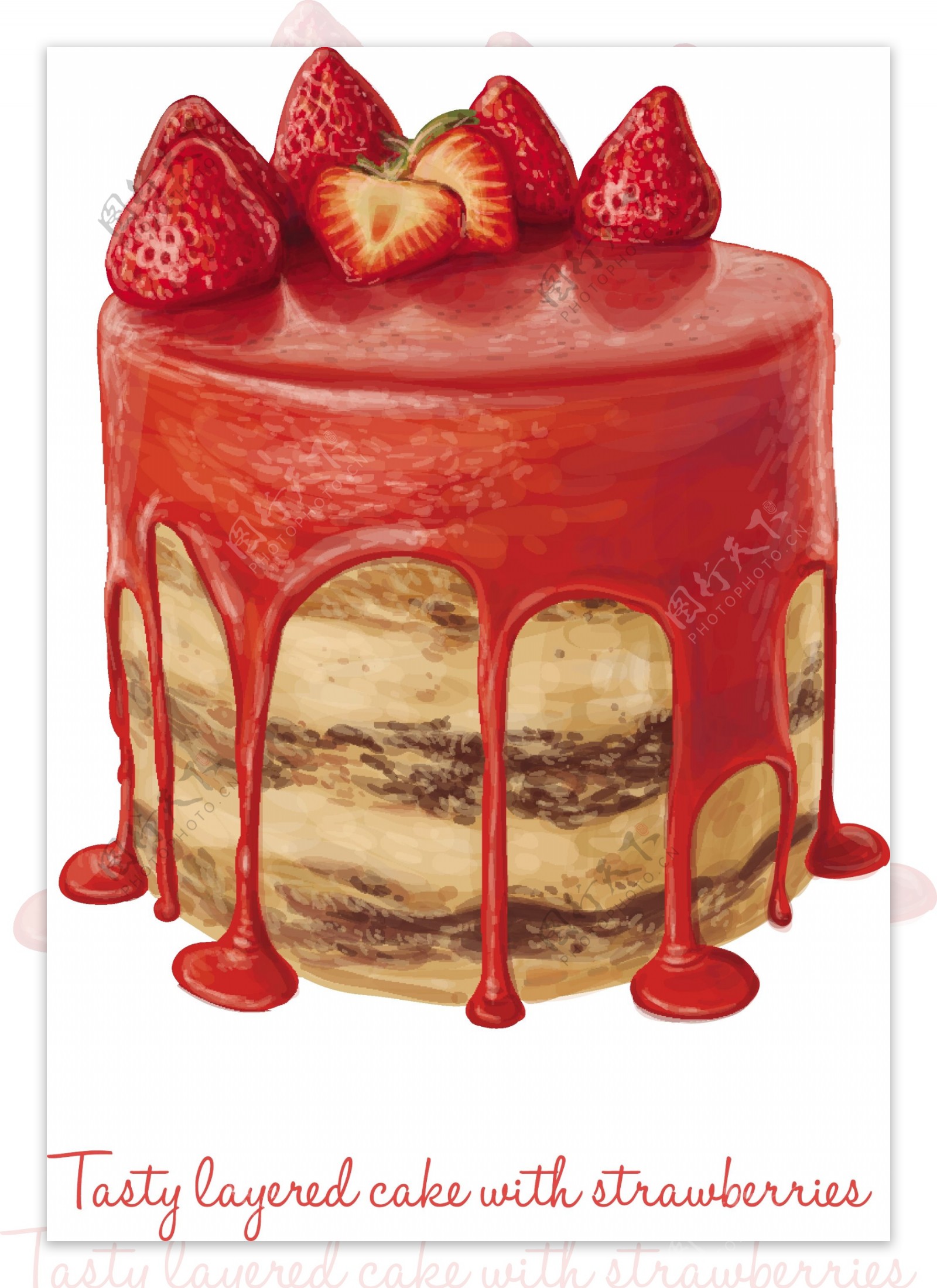 美味的草莓分层蛋糕