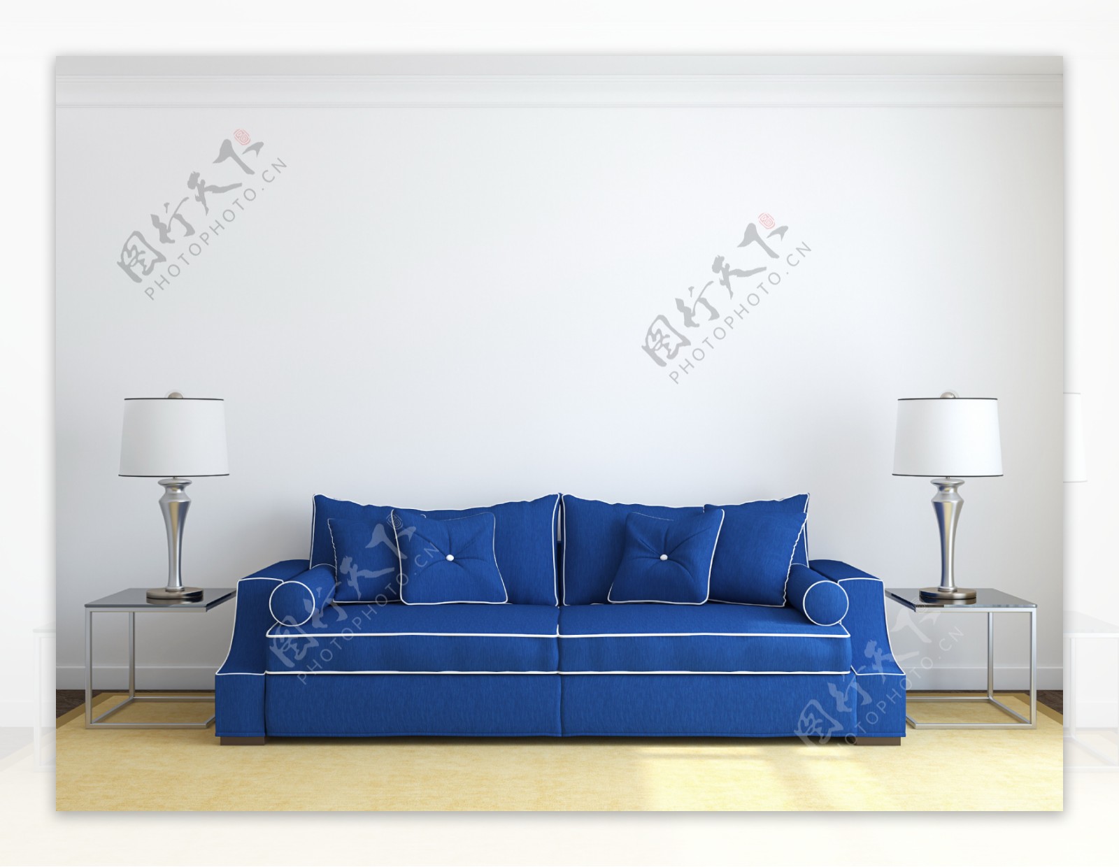 简约蓝色沙发装饰图片