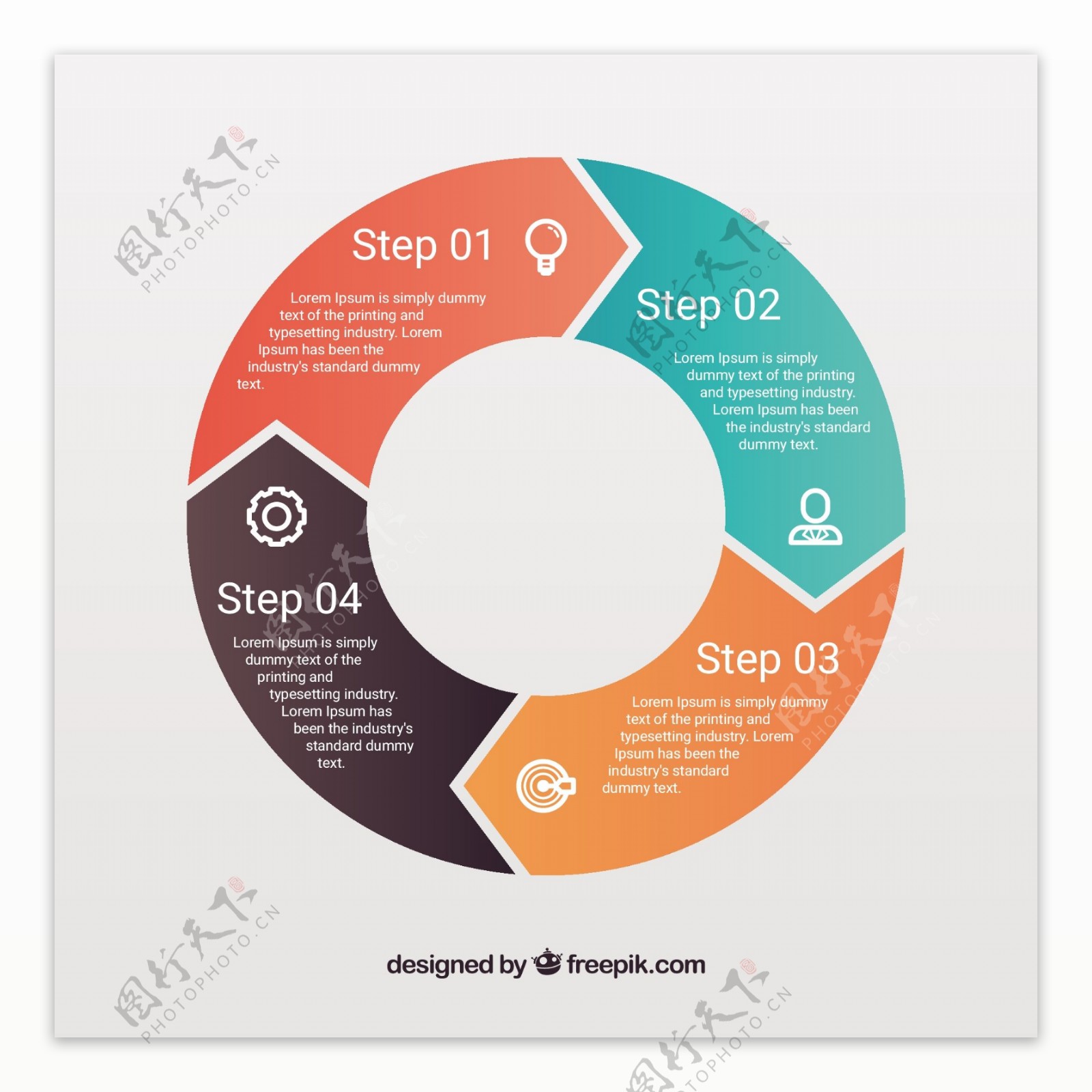 圆形循环步骤信息图模板
