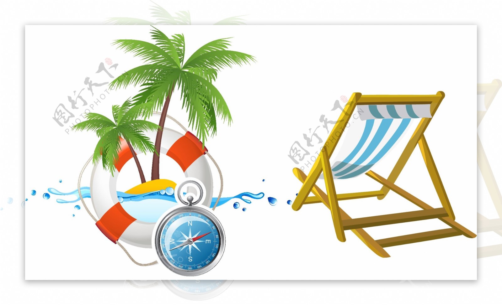躺椅椰子树沙滩风光