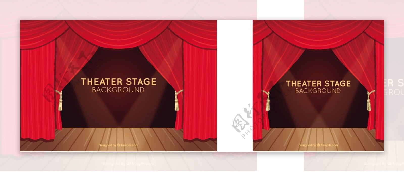 剧院舞台背景与红色窗帘