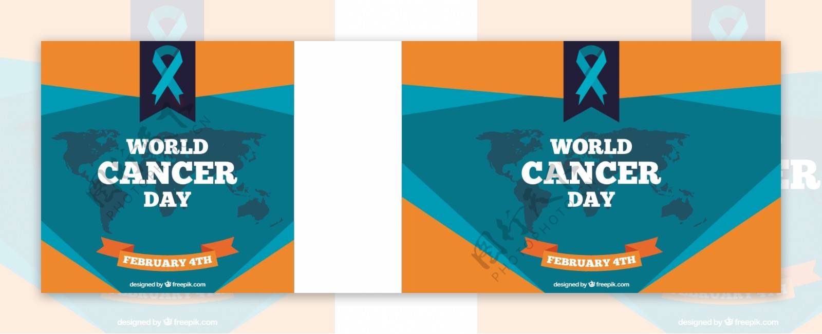 世界癌症日背景带丝带和地图
