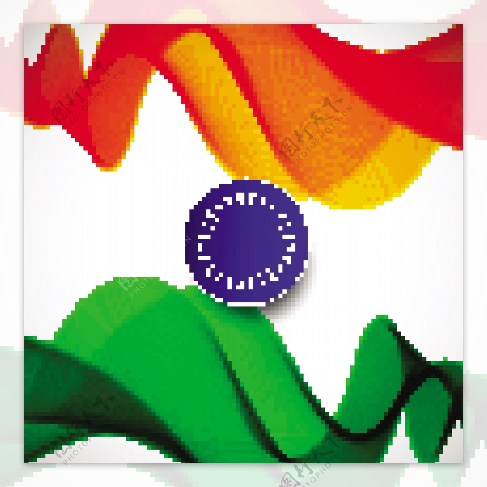 印度共和国日波浪背景与国旗颜色