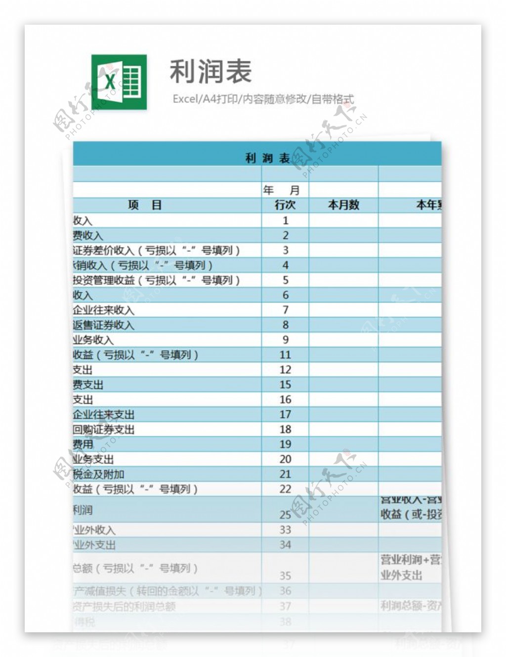 利润表