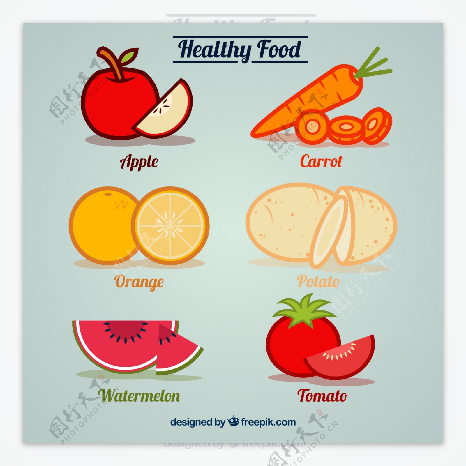 6款健康食物矢量素材图片