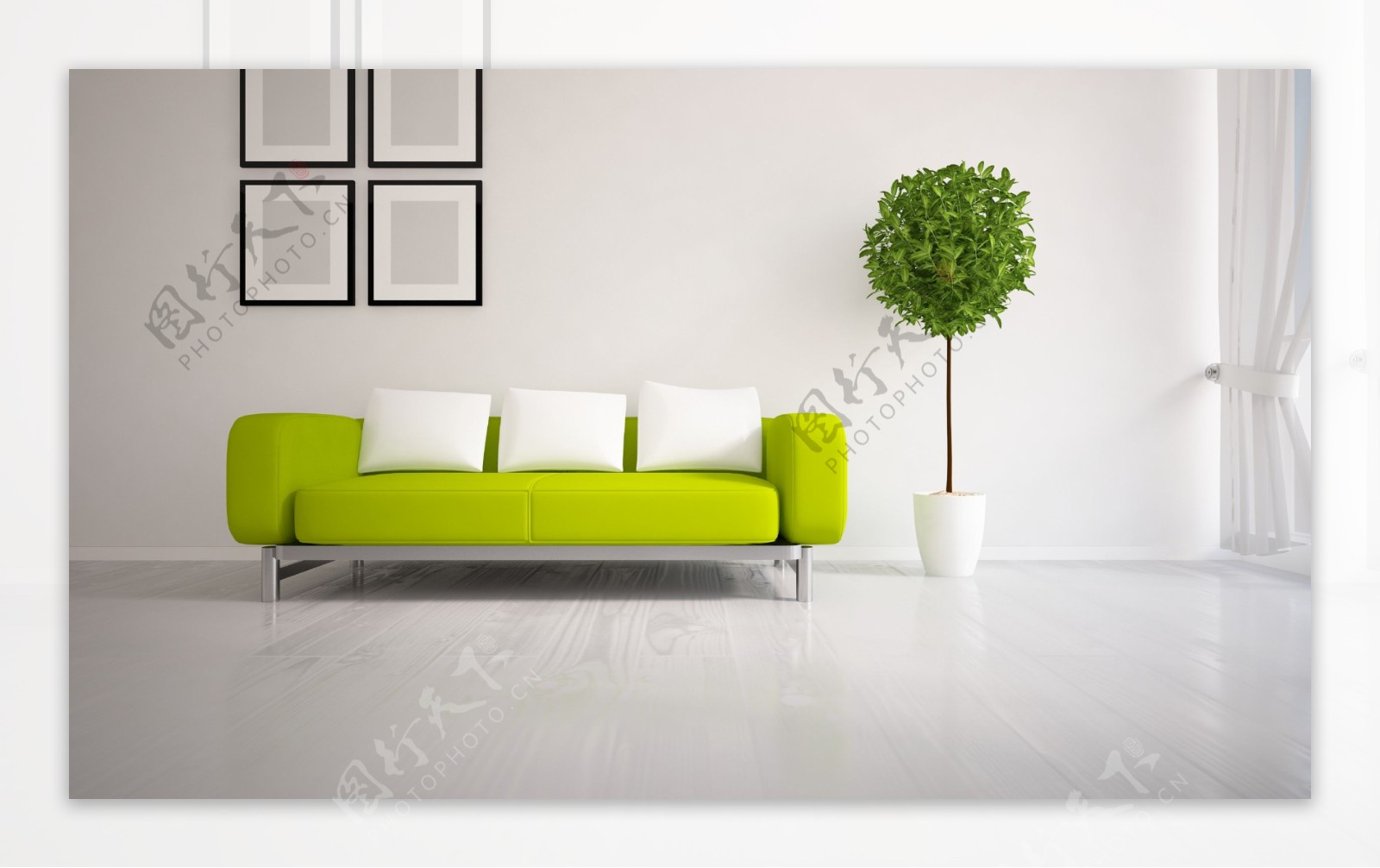 绿色沙发客厅设计图片