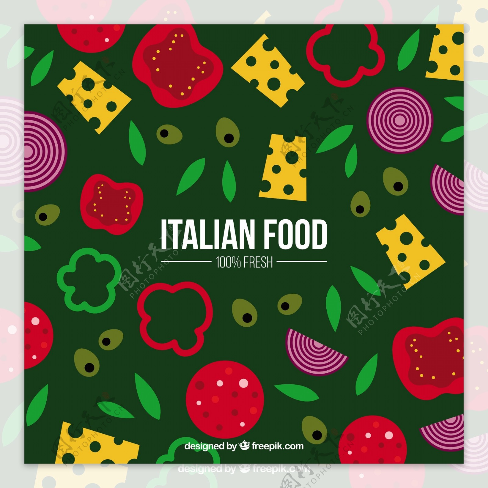 意大利食品配料的背景