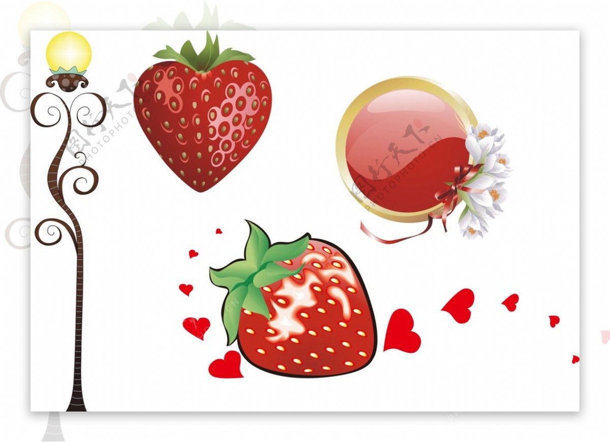 卡通路灯心形草莓爱心
