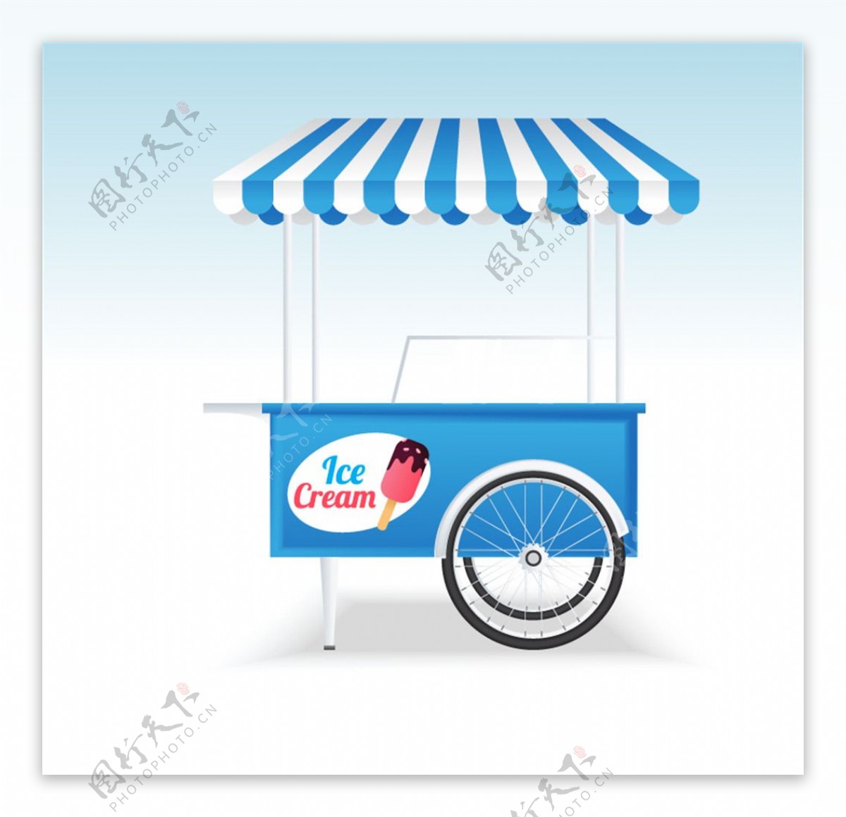 蓝色冰淇淋车矢量素材