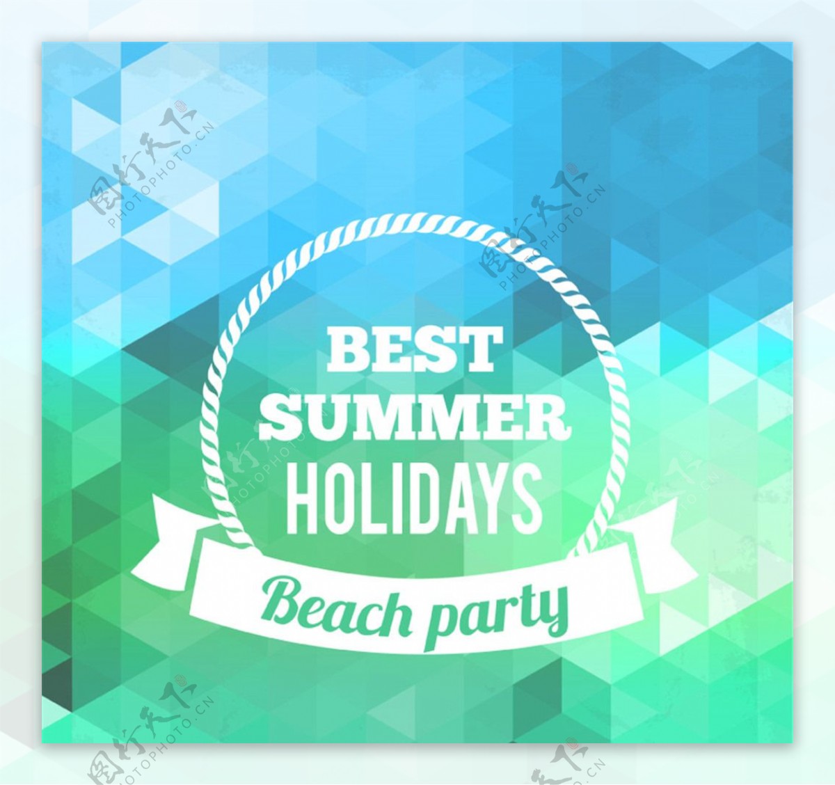 蓝色夏季沙滩派对海报矢量图