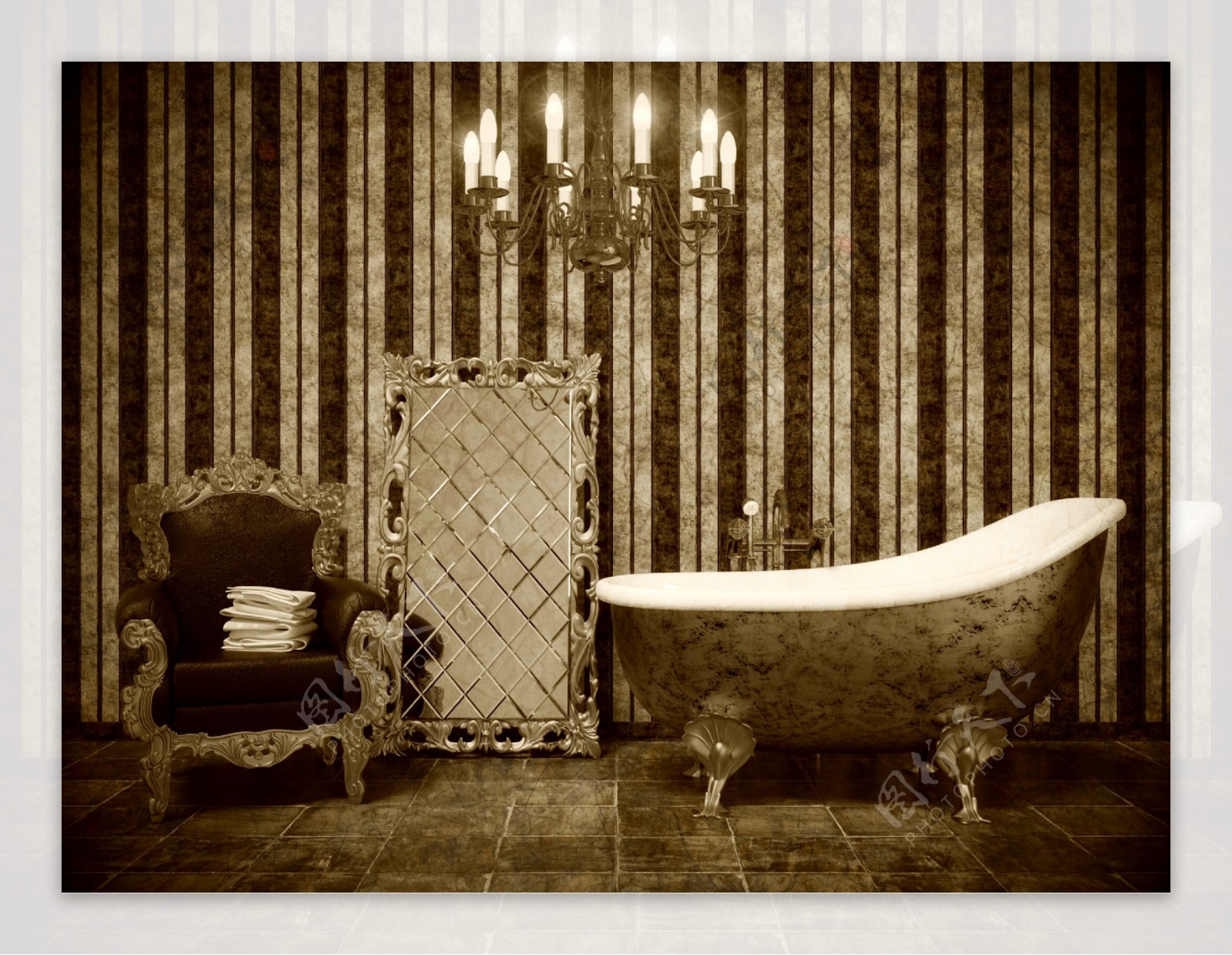 豪华沙发与浴缸图片