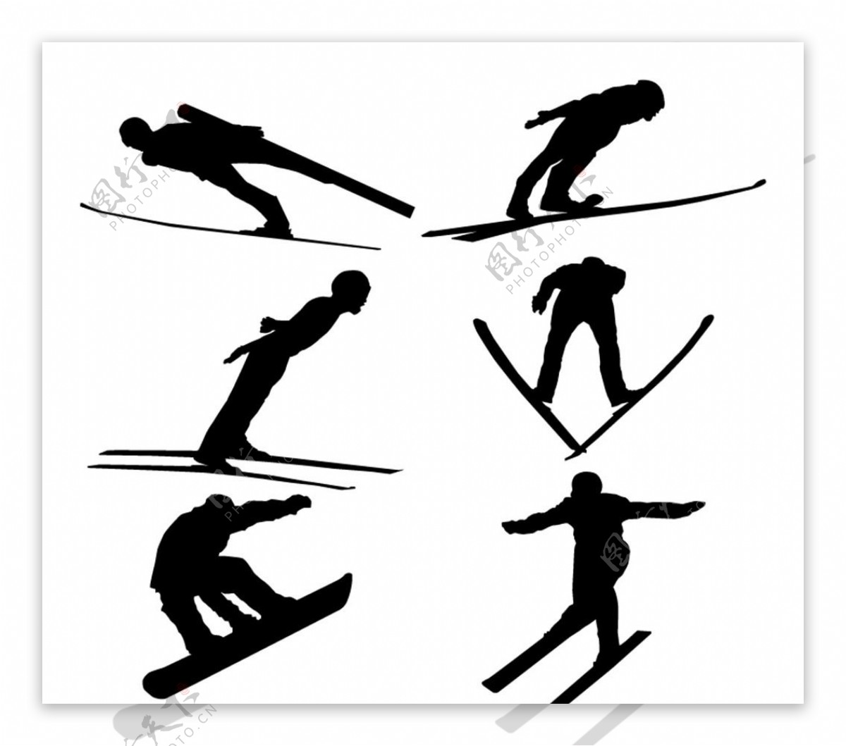 跳台滑雪人物剪影矢量素材