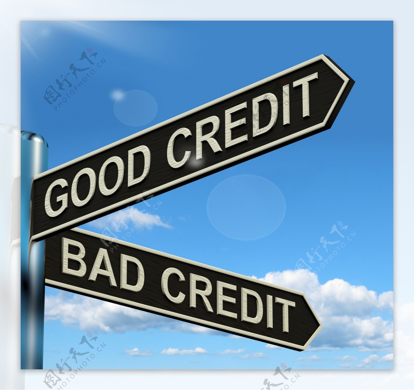 好的坏的信用路标显示客户的财务评级