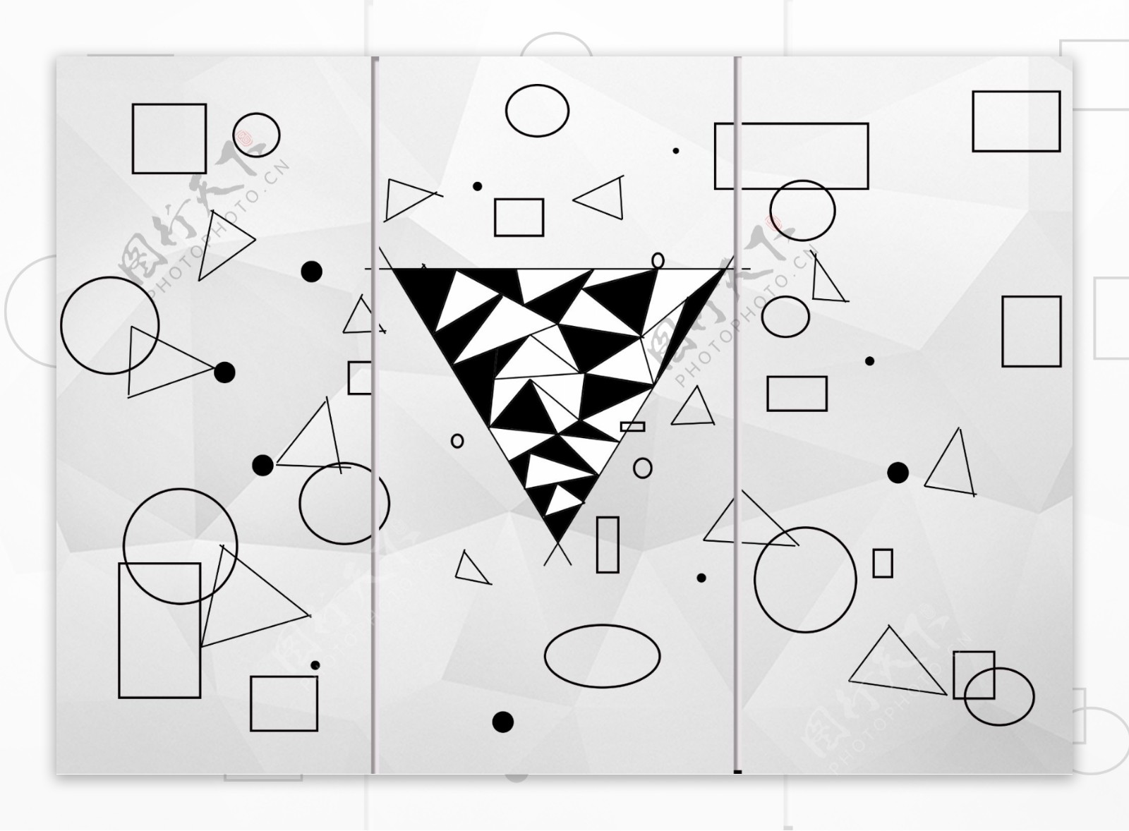 现代简约三角形几何图案简洁背景墙