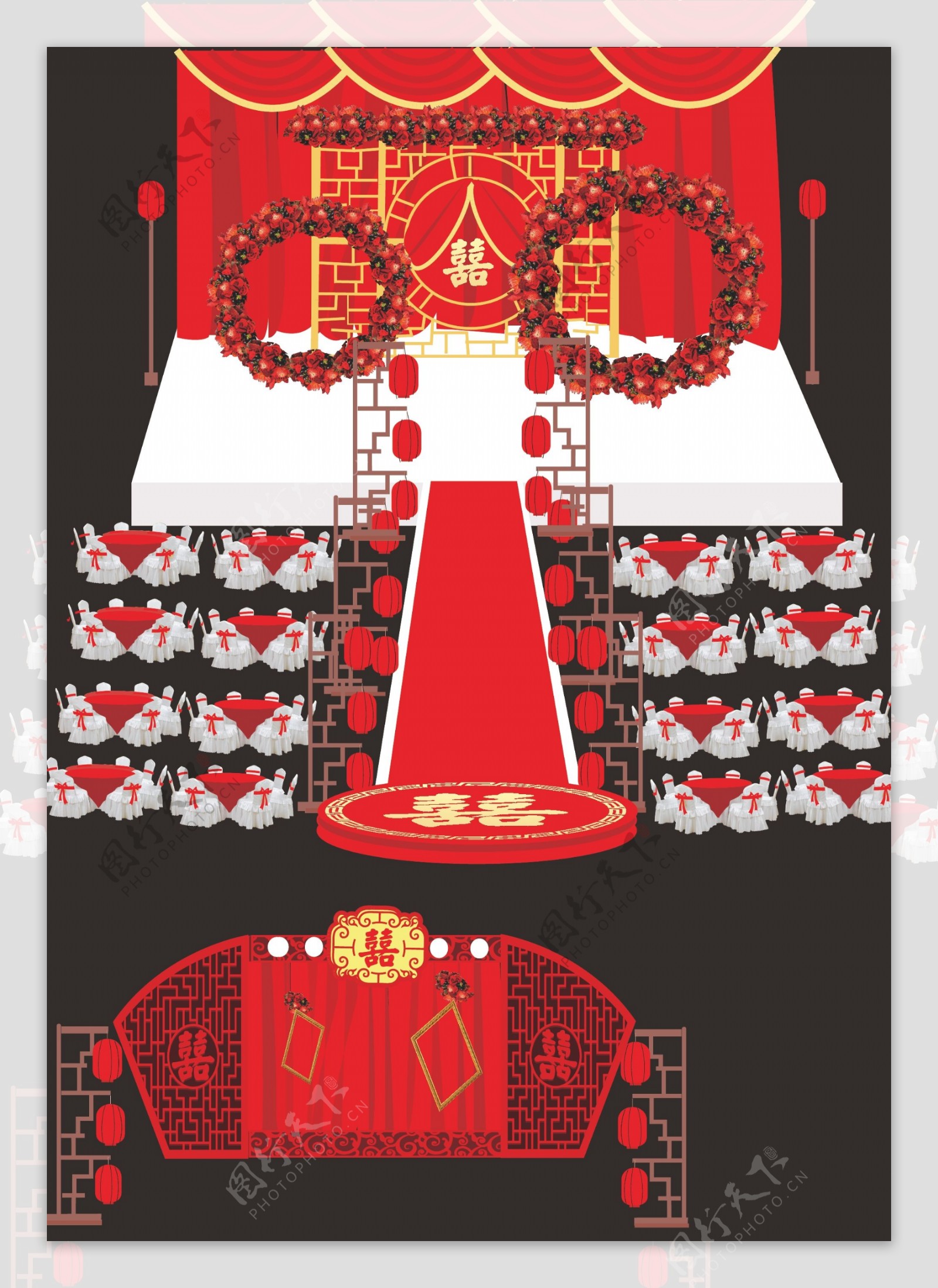 中式主题红色婚礼背景