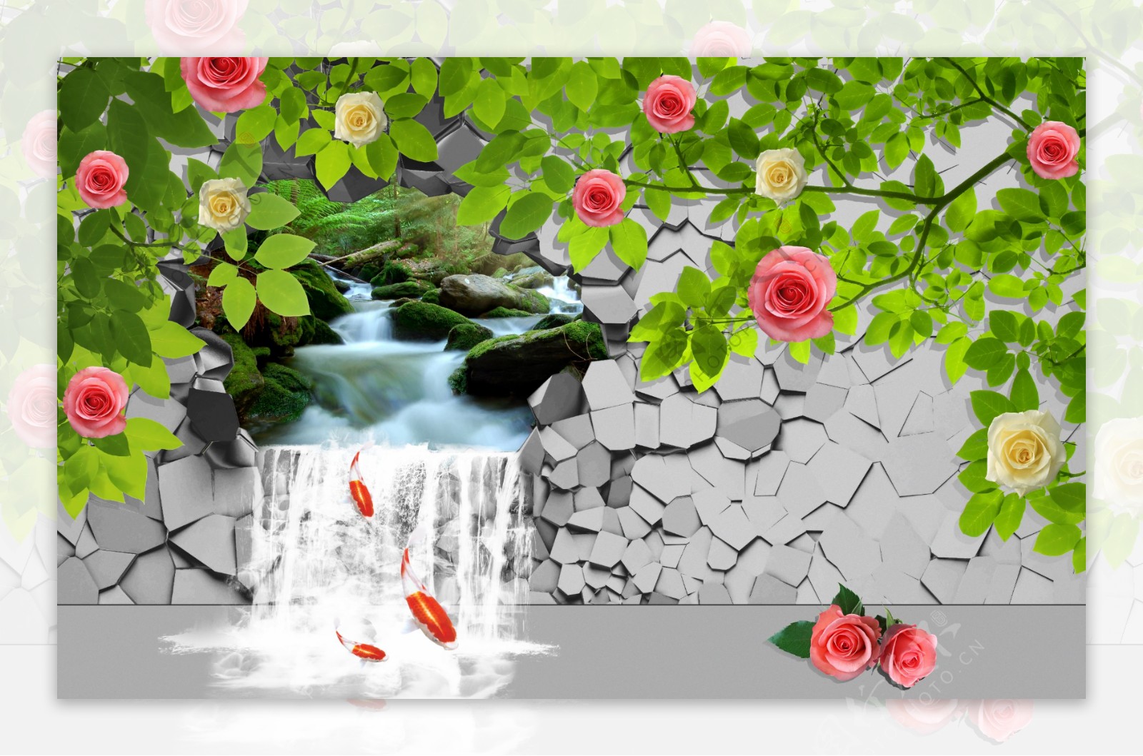 花卉元素背景墙
