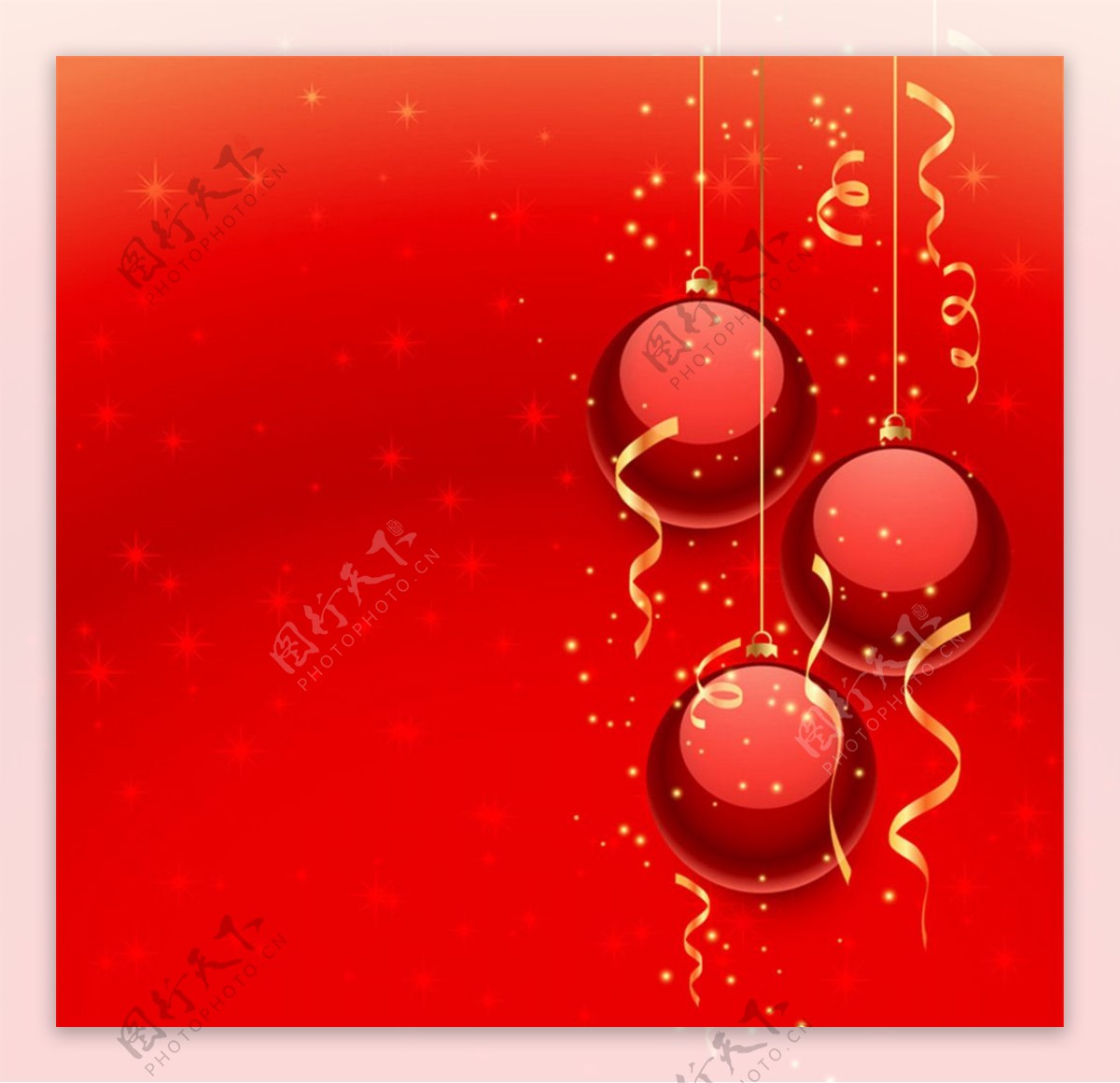 红色圣诞球背景矢量素材