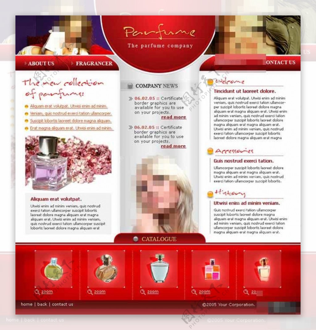 红色进口香水网页模板