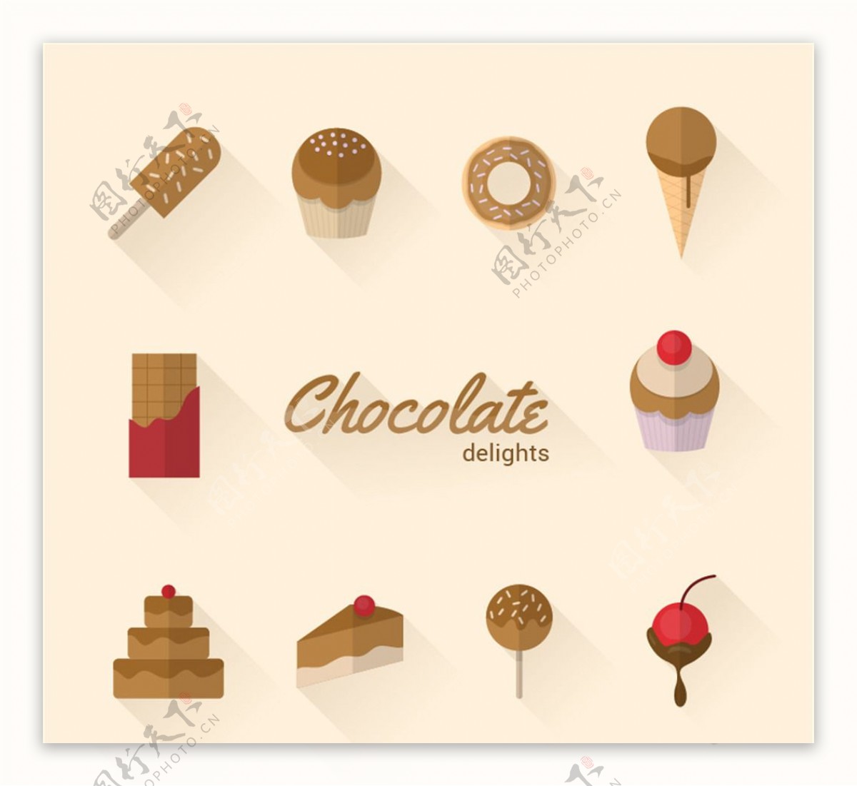 10款巧克力甜食图标矢量素材